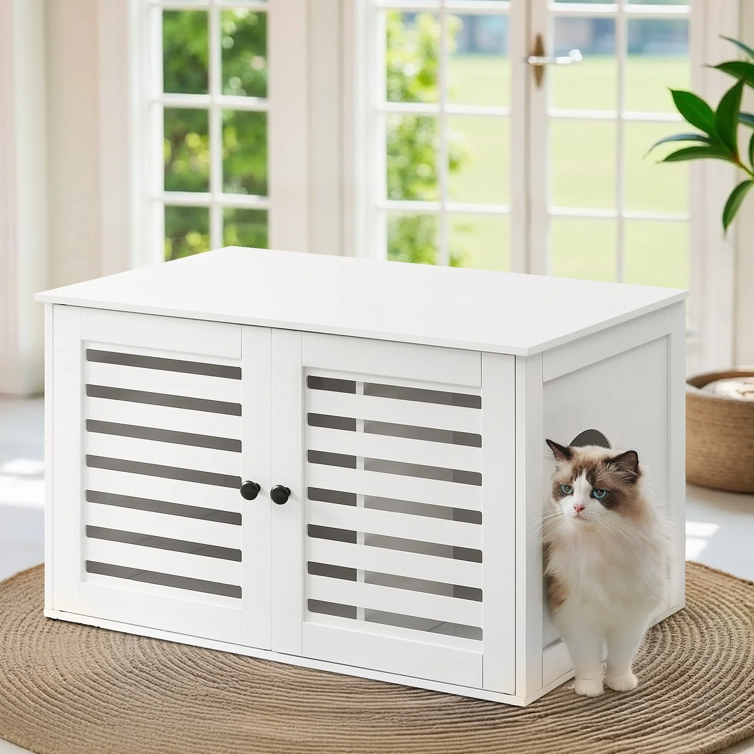 Cat Litter Box Enclosure with Removable Divider - Image 2