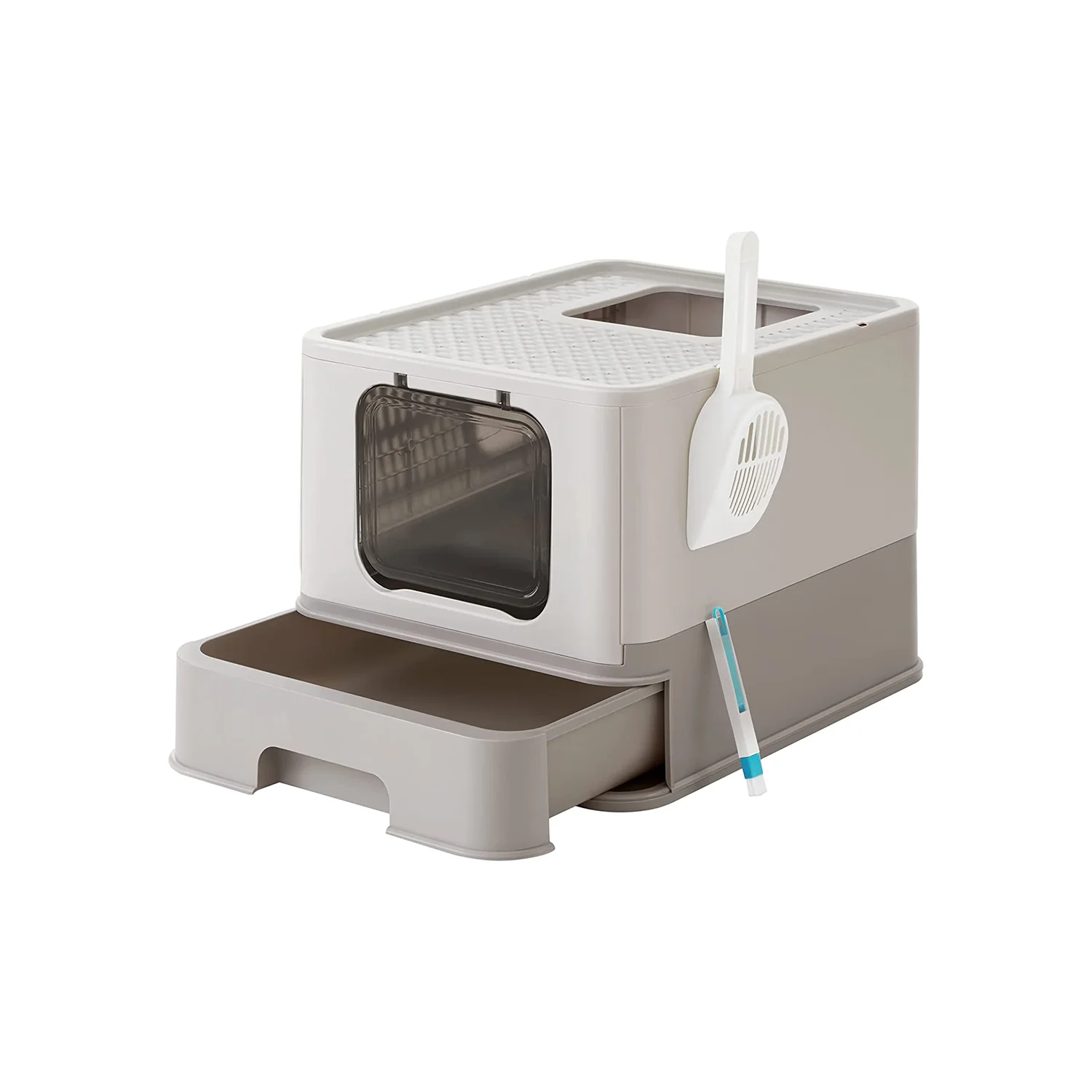 Anti-Leaking Hidden Cat Litter Box with Hood and Slide-Out Tray - Image 4
