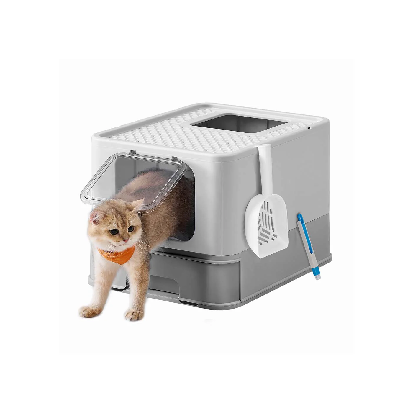 Anti-Leaking Hidden Cat Litter Box with Hood and Slide-Out Tray - Image 5