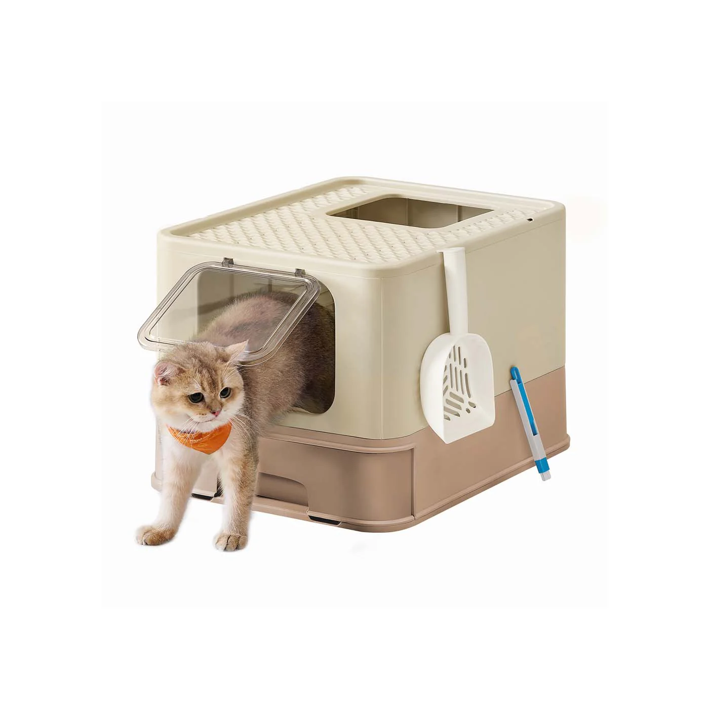 Anti-Leaking Hidden Cat Litter Box with Hood and Slide-Out Tray - Image 6
