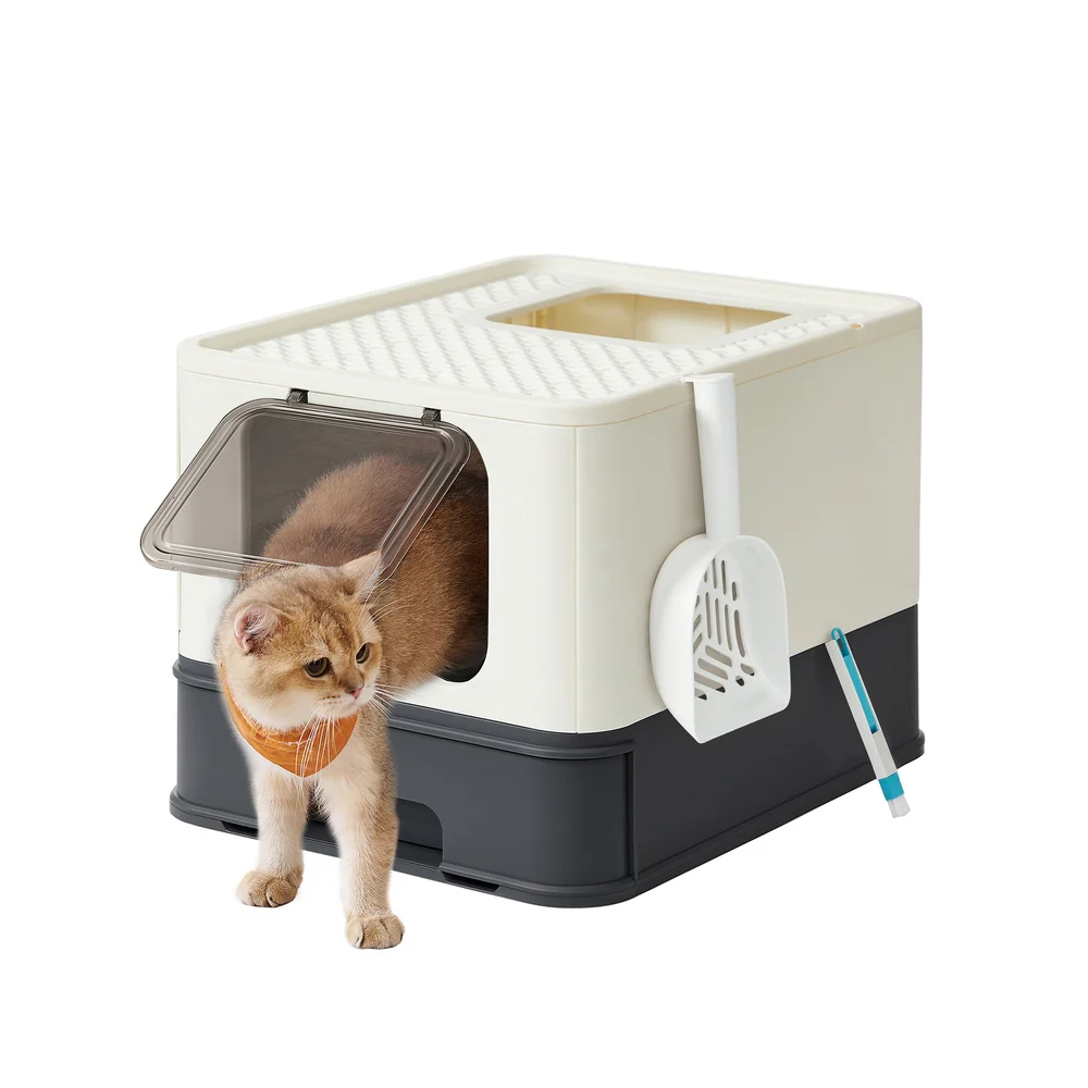 Anti-Leaking Hidden Cat Litter Box with Hood and Slide-Out Tray - Image 7