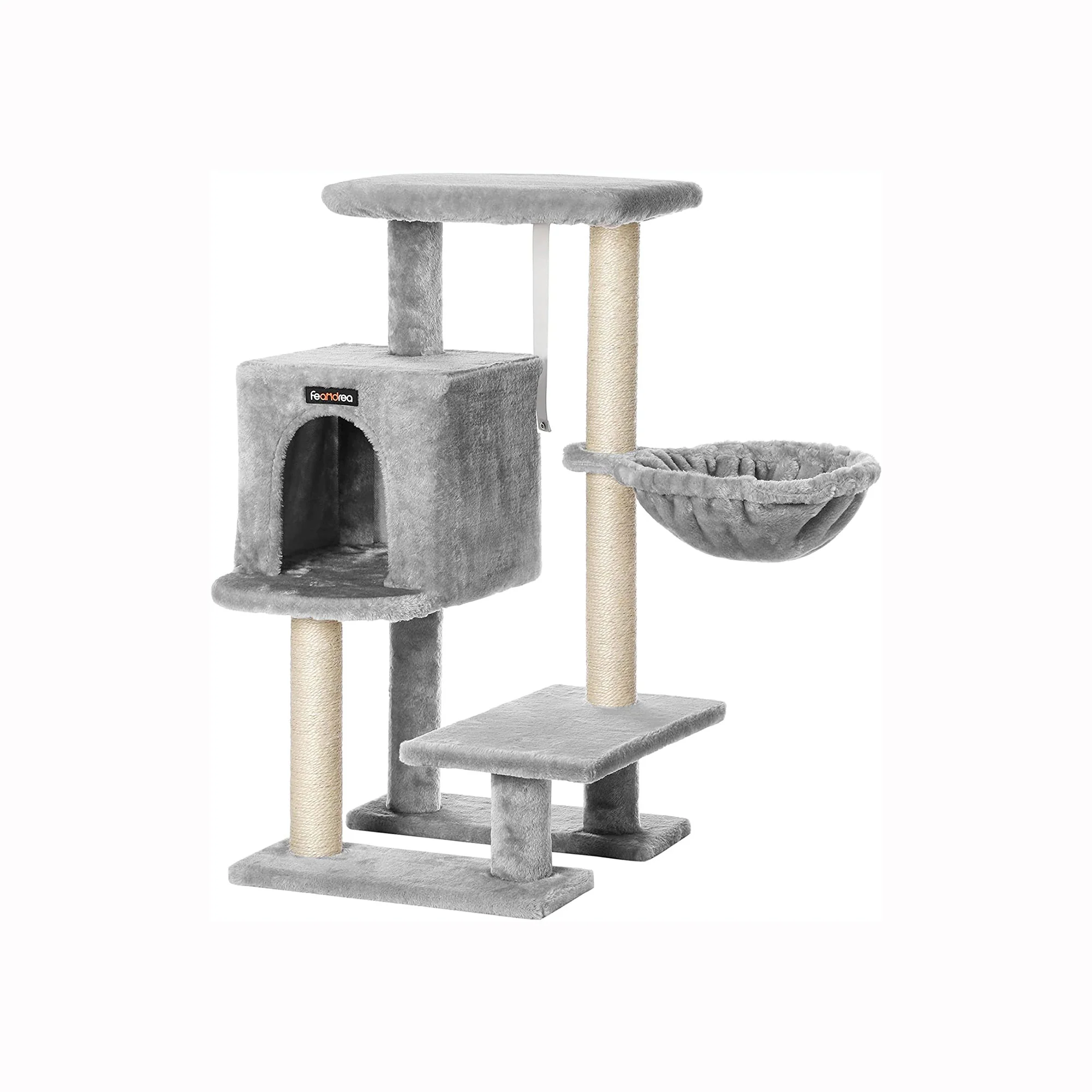 Grey Cat Tree with Scratching Post & Hammock