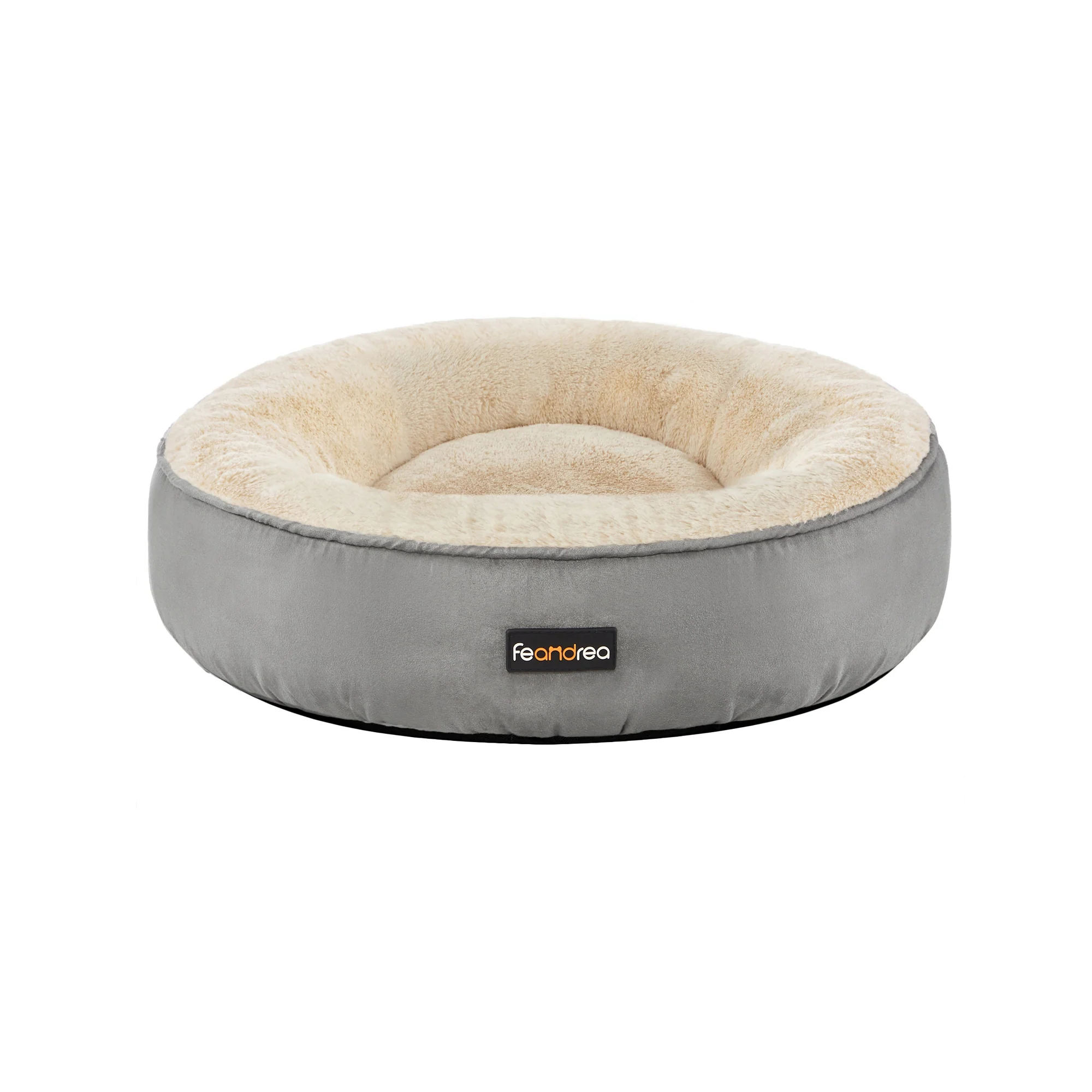 Grey Round Dog Bed with Washable Cover - Image 2
