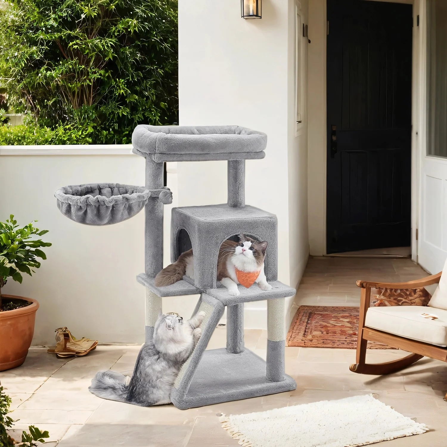 Small Cat Tree, Cat Tower with Widened Perch for Large Cats Indoor, Kittens
