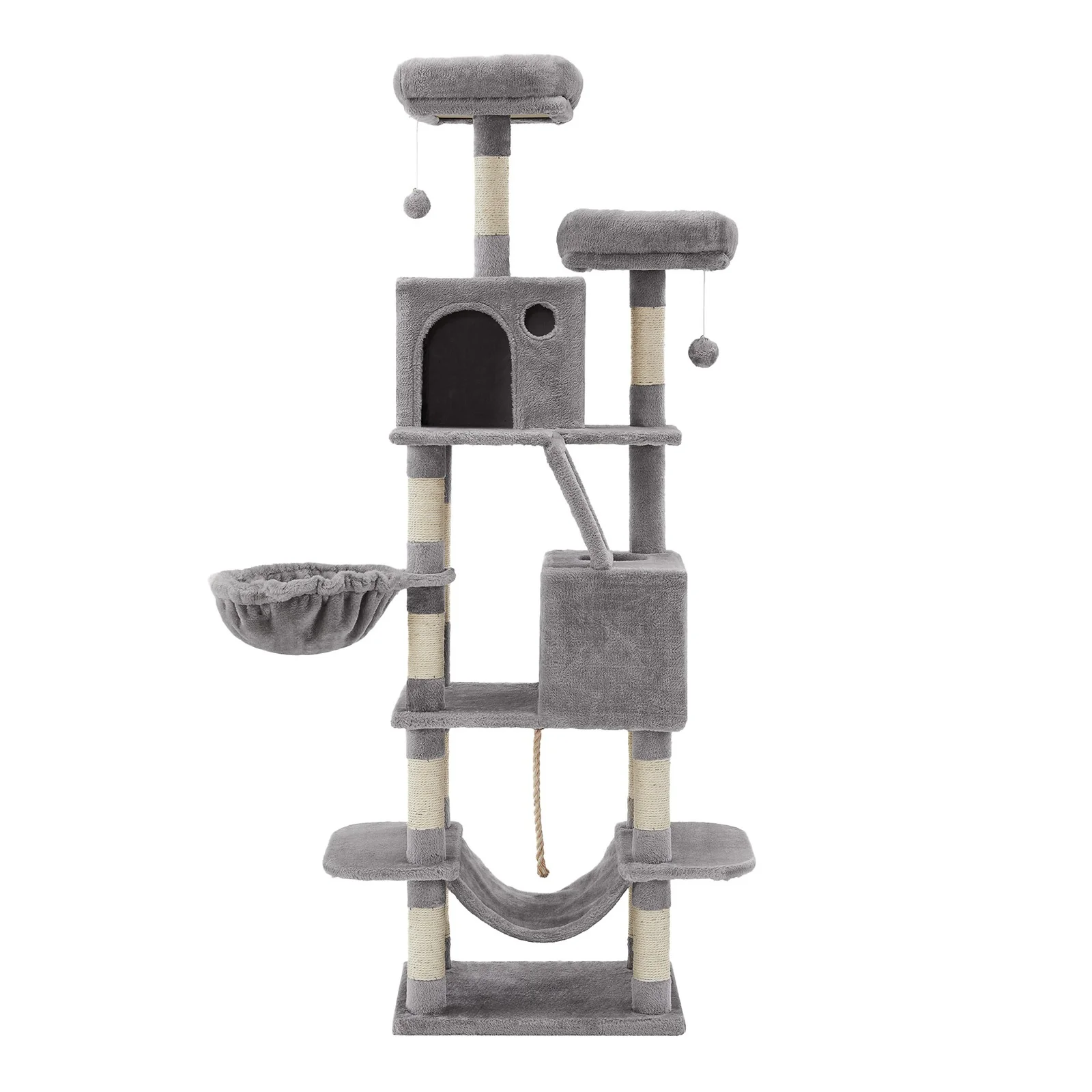 Large Cat Tree with 13 Scratching Posts, 2 Perches, Hammock - Image 10