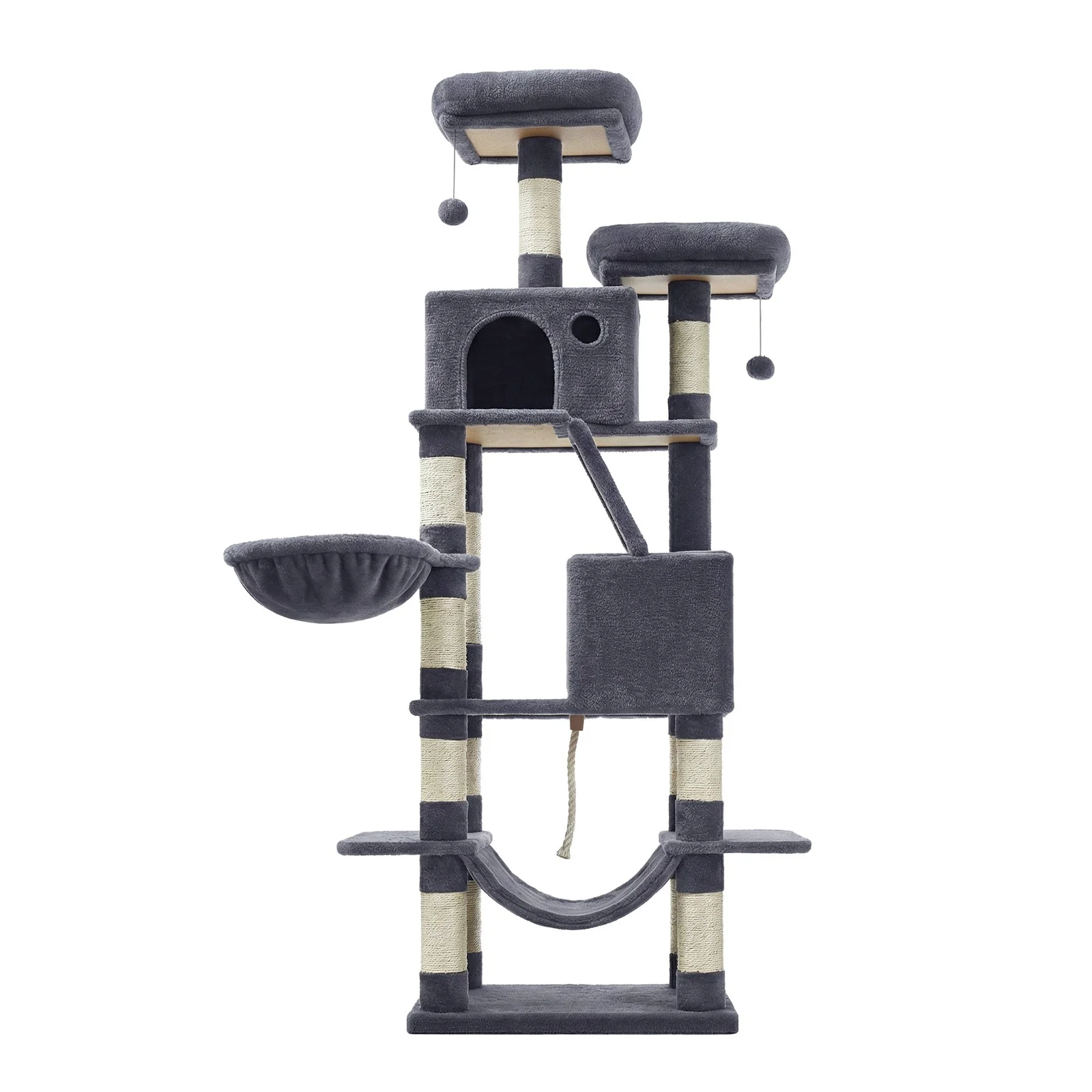 Large Cat Tree with 13 Scratching Posts, 2 Perches, Hammock - Image 11