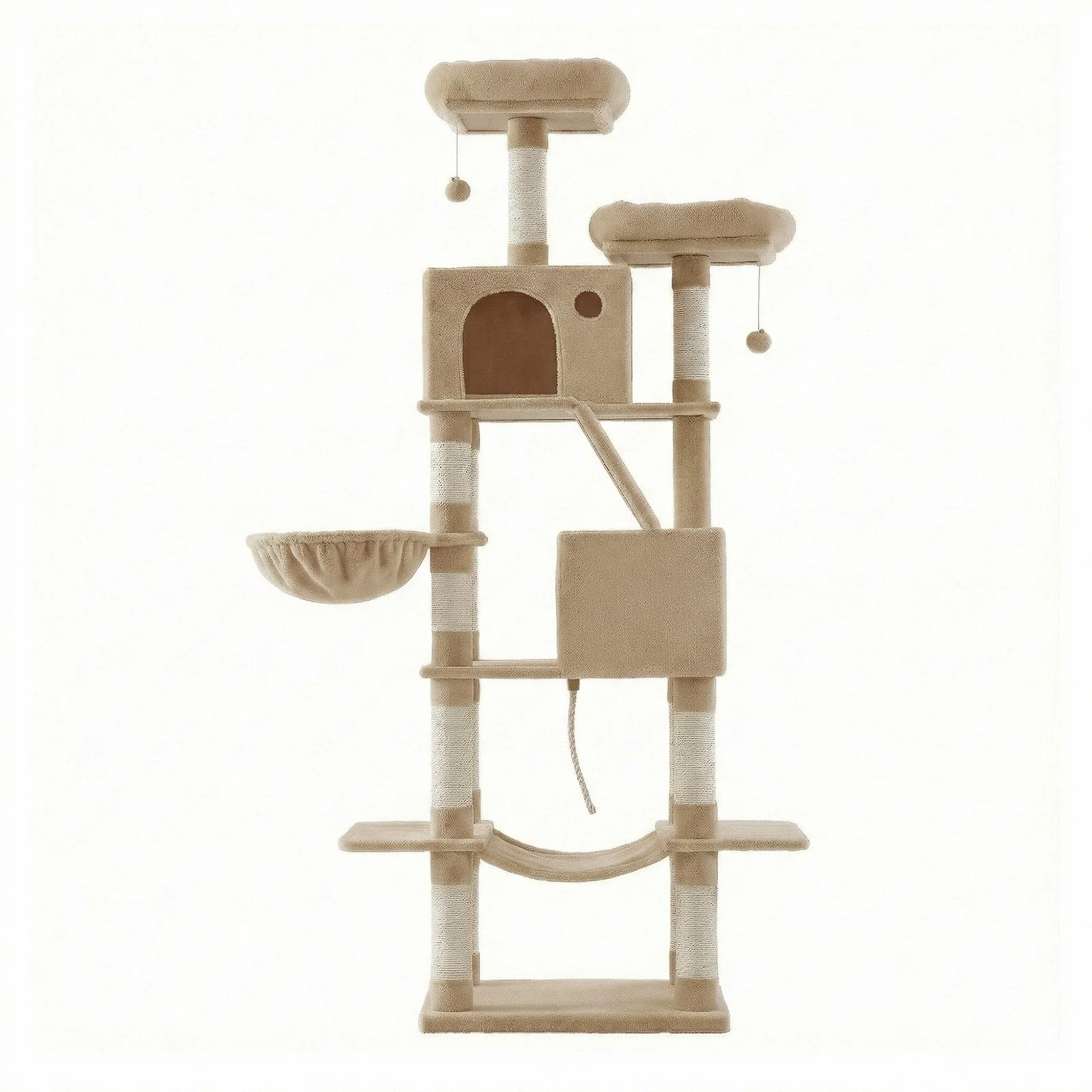 Large Cat Tree with 13 Scratching Posts, 2 Perches, Hammock - Image 8
