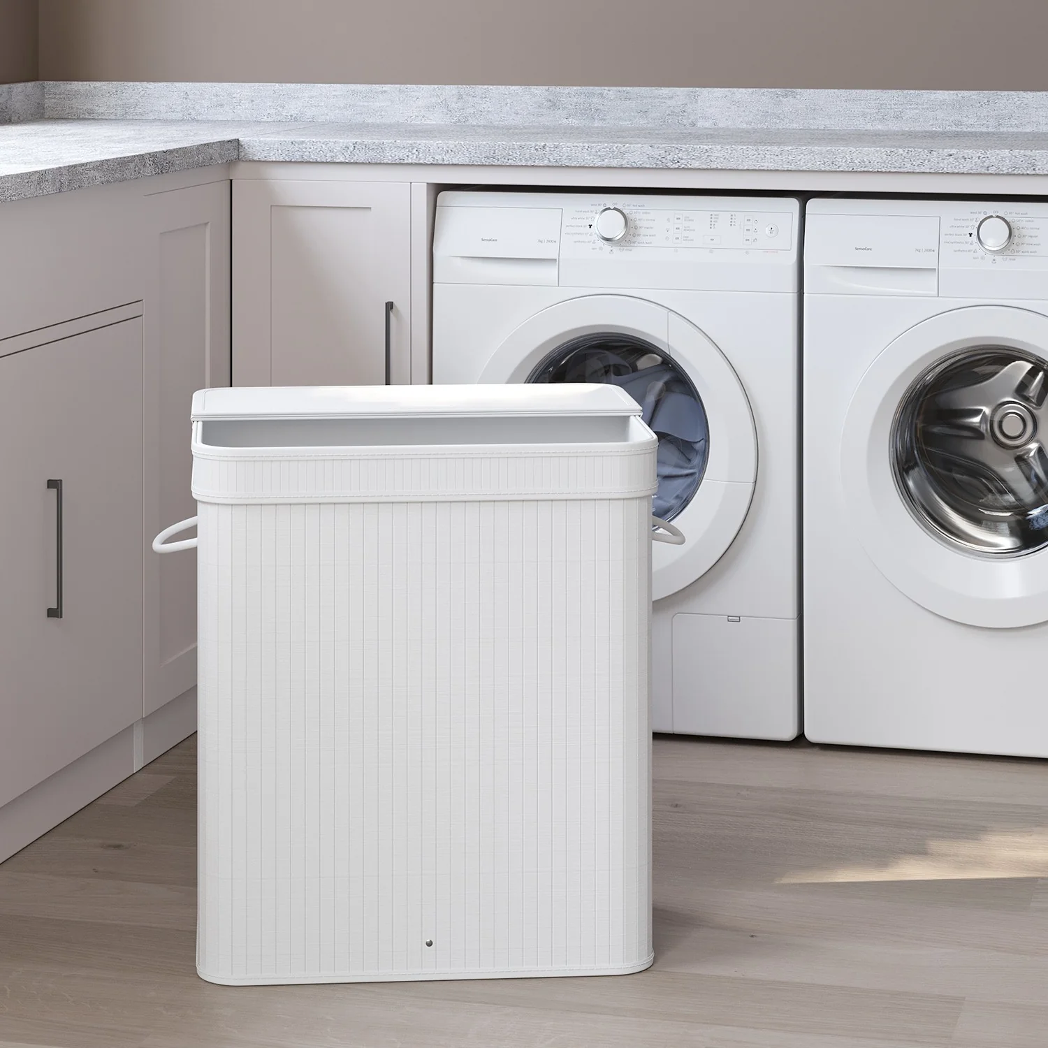 Laundry Hamper with Lid, Bamboo Laundry Basket, Removable - Image 3
