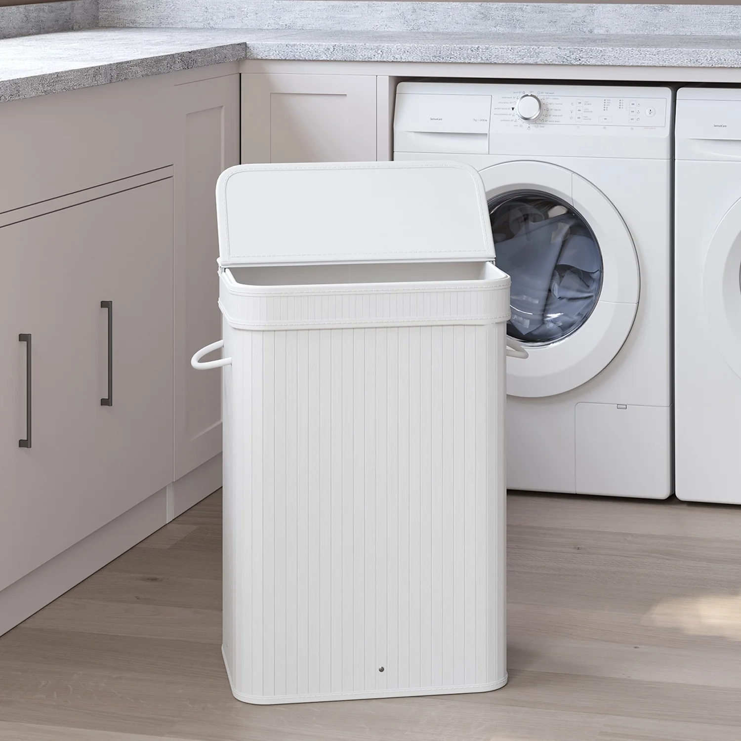 Laundry Hamper with Lid, Bamboo Laundry Basket, Removable - Image 4