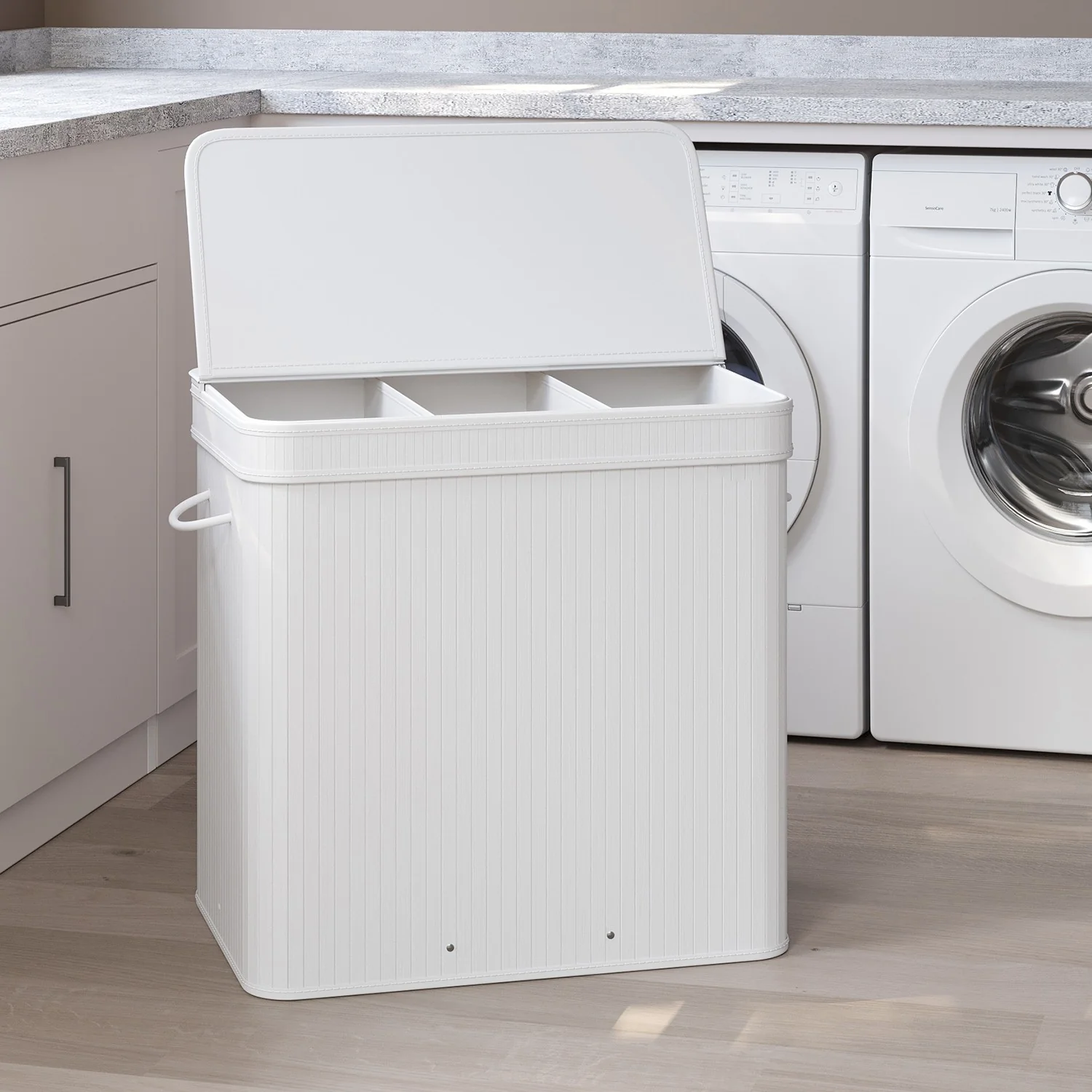 Laundry Hamper with Lid, Bamboo Laundry Basket, Removable - Image 5