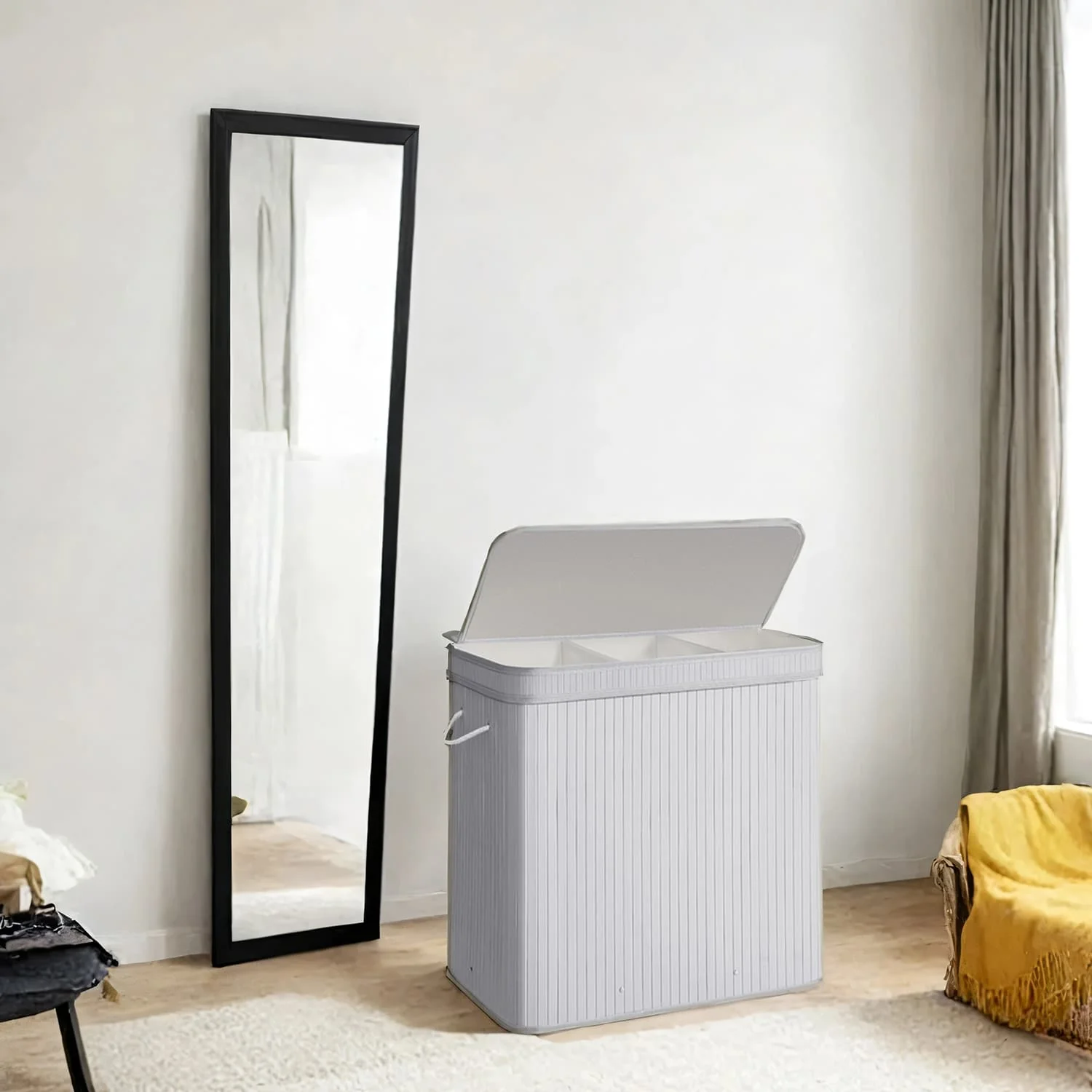 Laundry Hamper with Lid, Bamboo Laundry Basket, Removable - Image 8