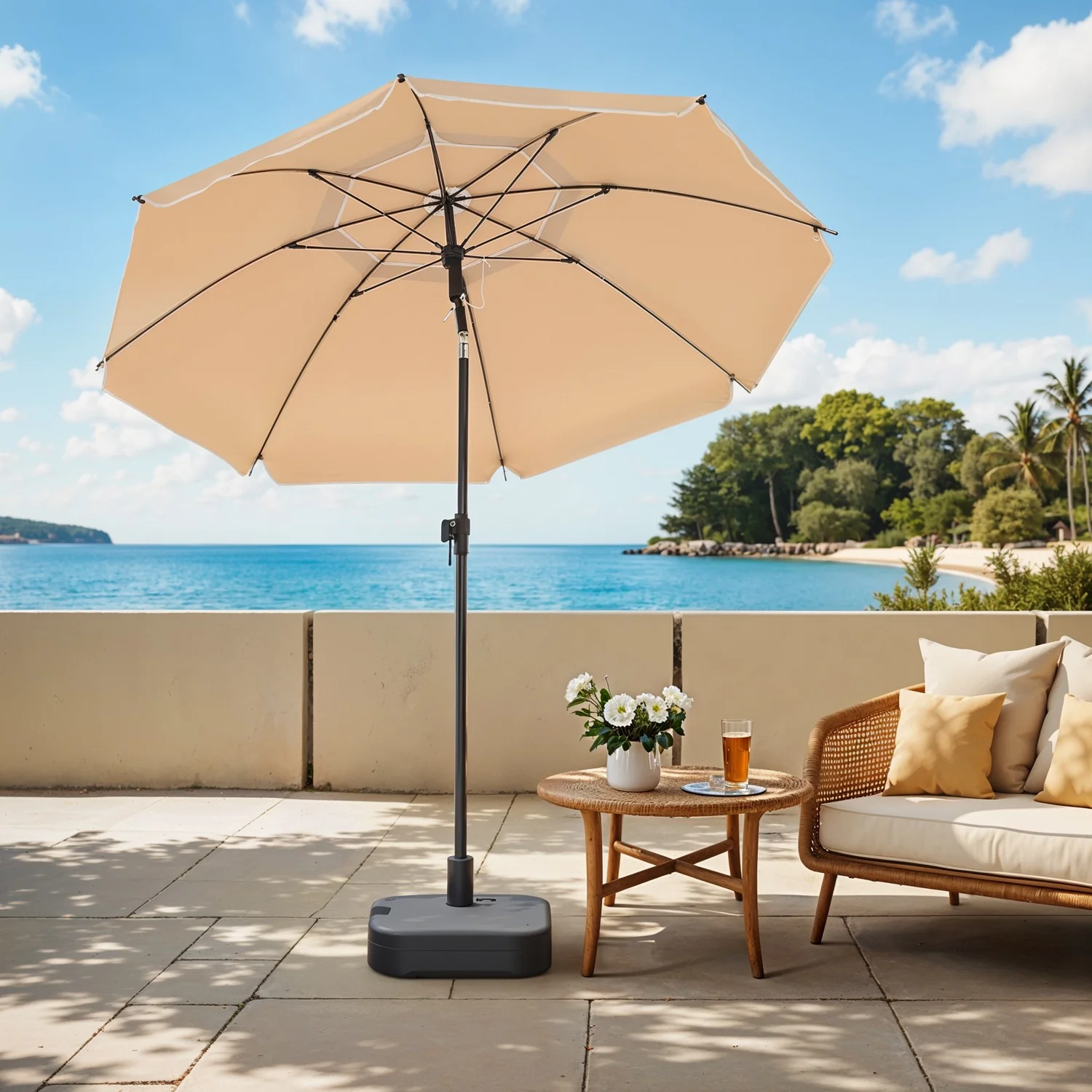 SONGMICS 160 cm Parasol, Garden Umbrella, UPF 50+, 30° Tilt in 2 Directions - Image 3