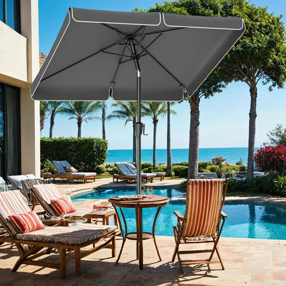 2 x 1.5 m Rectangular Patio Umbrella with 30° Tilt in 2 Directions