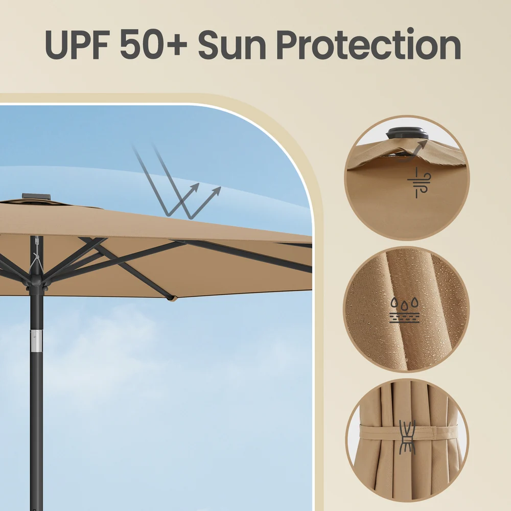 2.7 m Garden Parasol Umbrella Grey - Image 3
