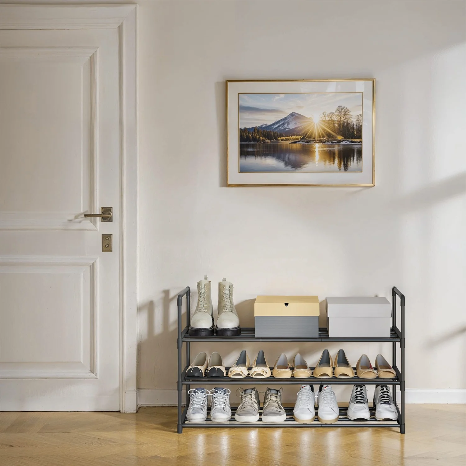 3-Tier Shoe Rack, Shoe Storage Organiser, Metal Storage Rack - Image 2