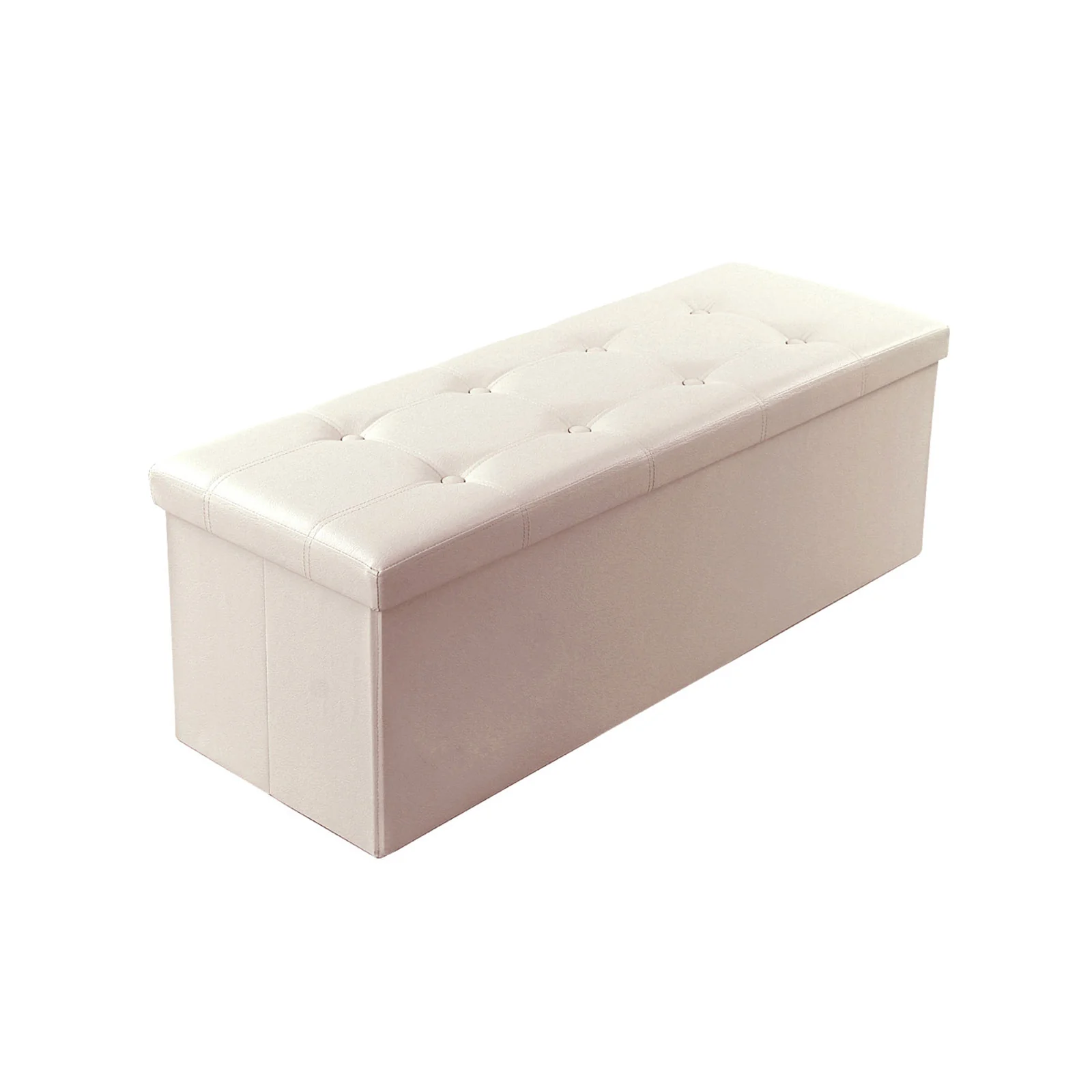 43" Faux Leather Ottoman