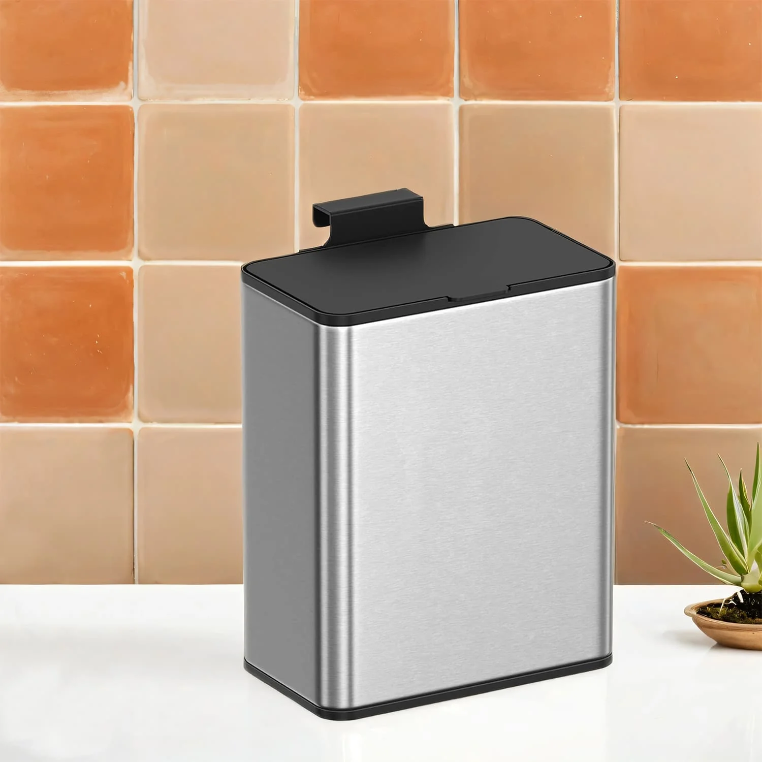 8L Hanging Kitchen Steel Bin with Lid