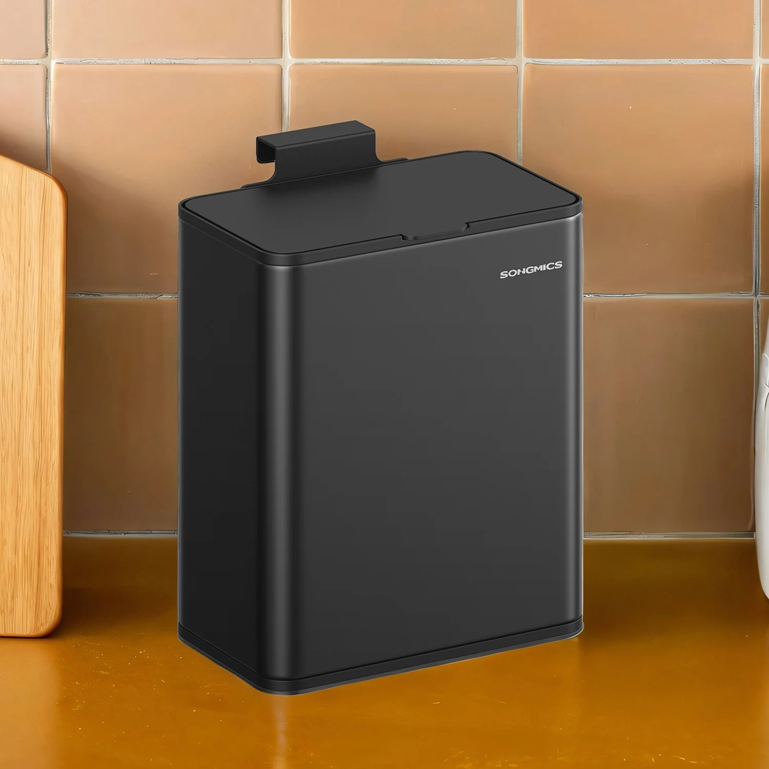 8L Hanging Kitchen Steel Bin with Lid - Image 2