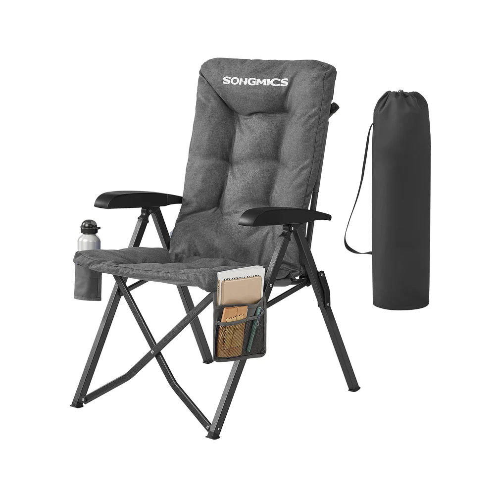 95°-150° Reclining Camping Chair with Padded Seat and Cup Holder - Image 2
