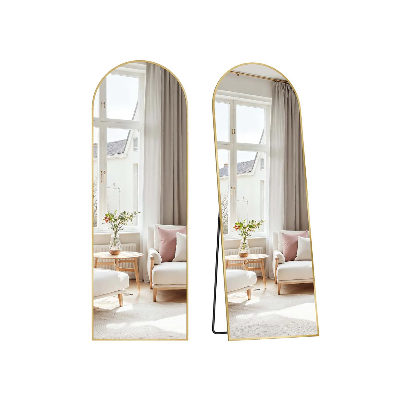 Arched Floor Mirror with Stand for Bedroom or Living Room