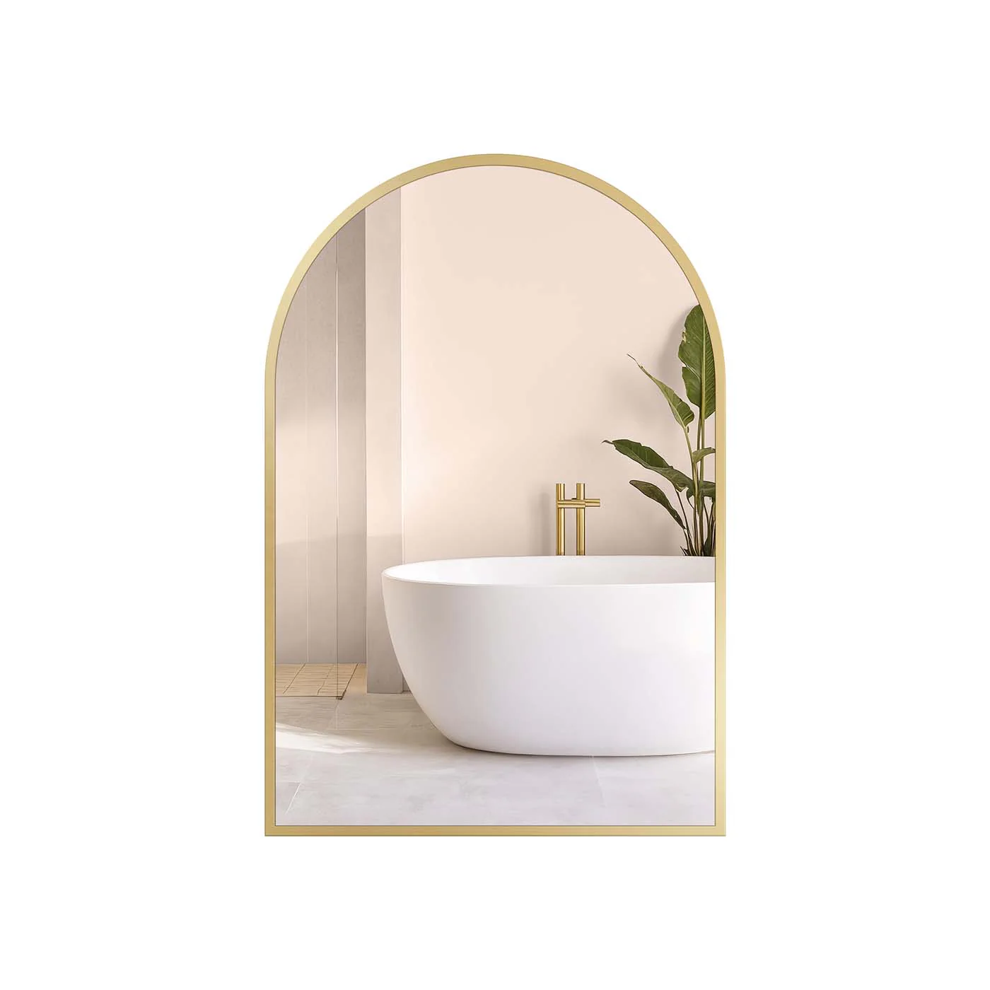 Arched wall mirror with aluminium frame and safety film - Image 2