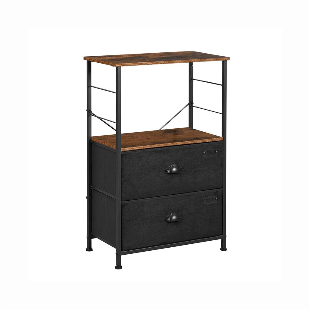 Bedside Table with Storage Shelves