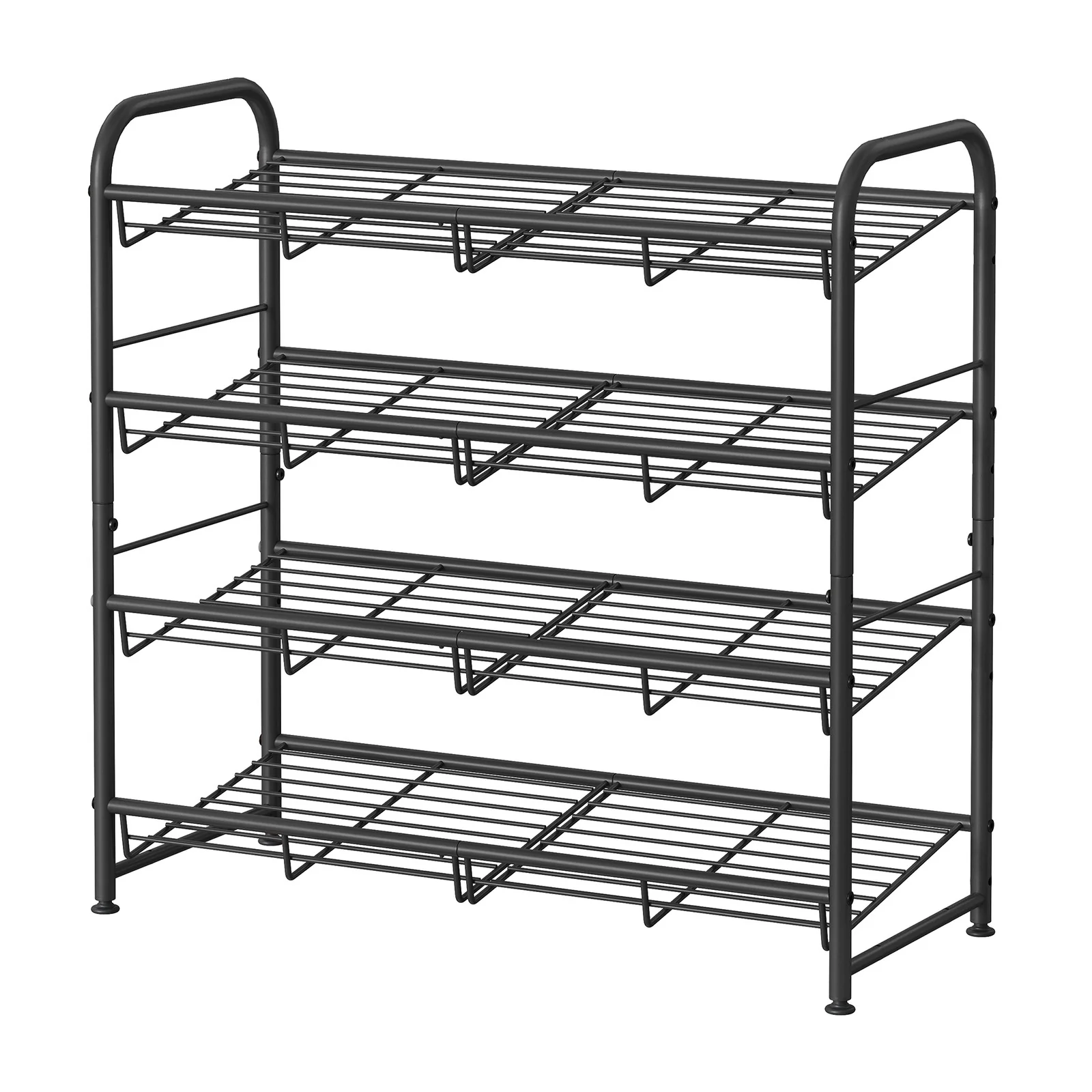 Black 3 Tiers Shoe Rack with Adjustable Shelves