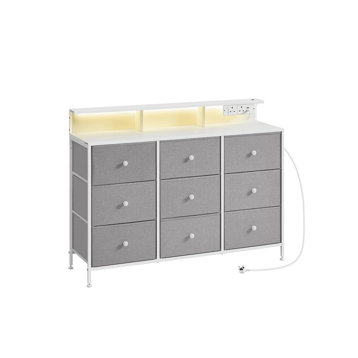 Chest of 9 Drawers with  LED Lights