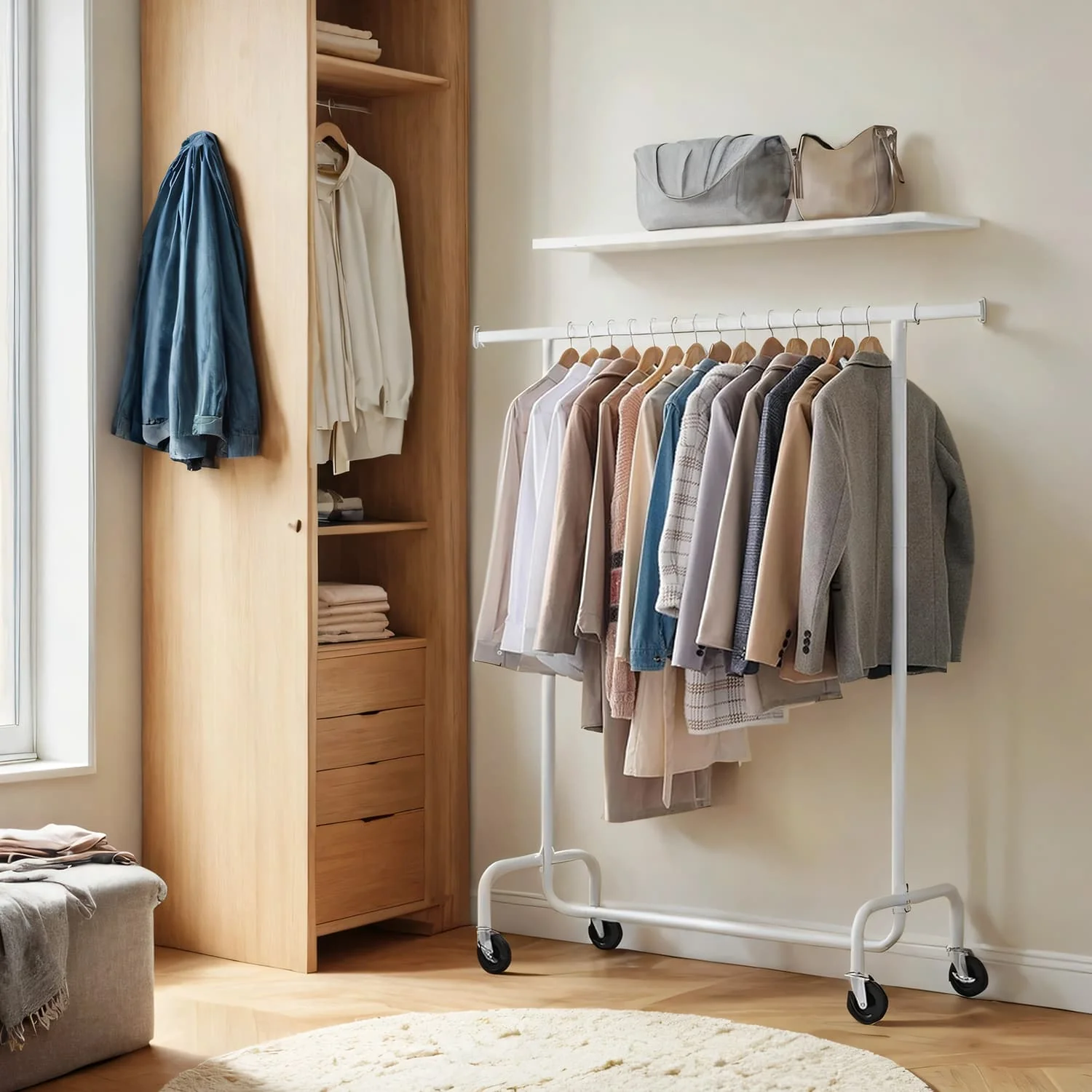 Clothes Rack on Wheels, Heavy-Duty Clothes Rail - Image 2