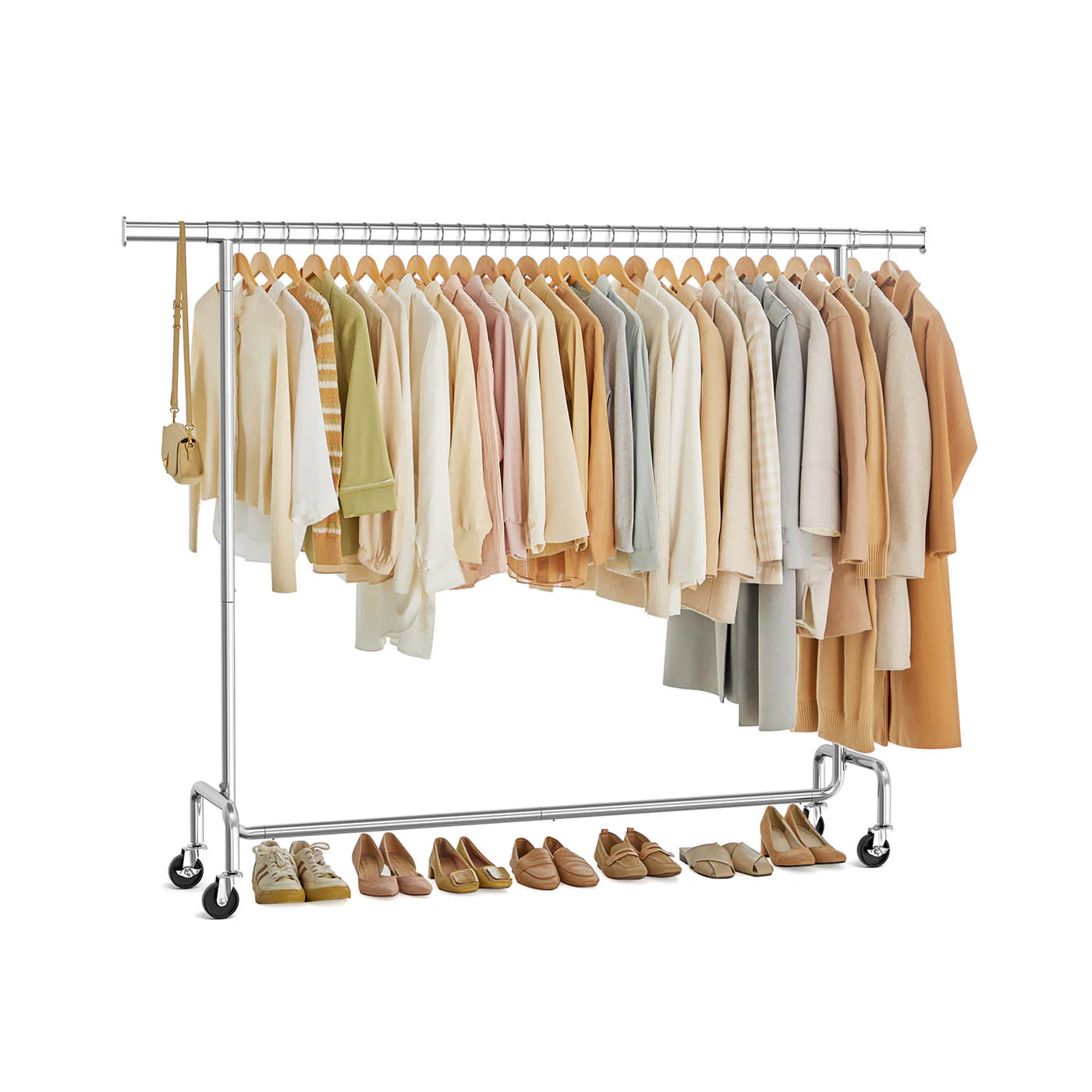Clothes Rack on Wheels with Extendable Hanging Rail - Image 2