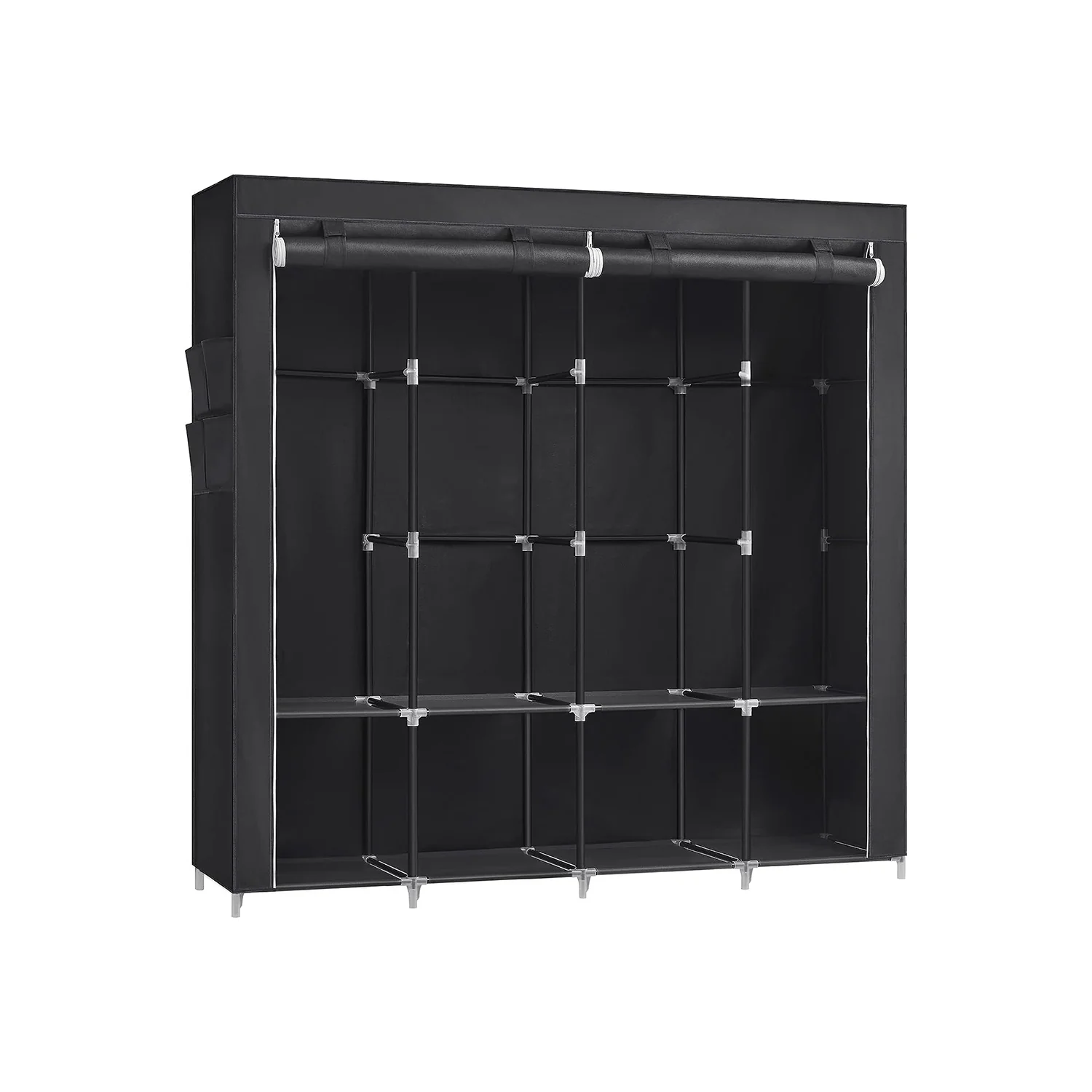 Portable Clothes Wardrobe with Hanging Rods and Shelves - Image 2