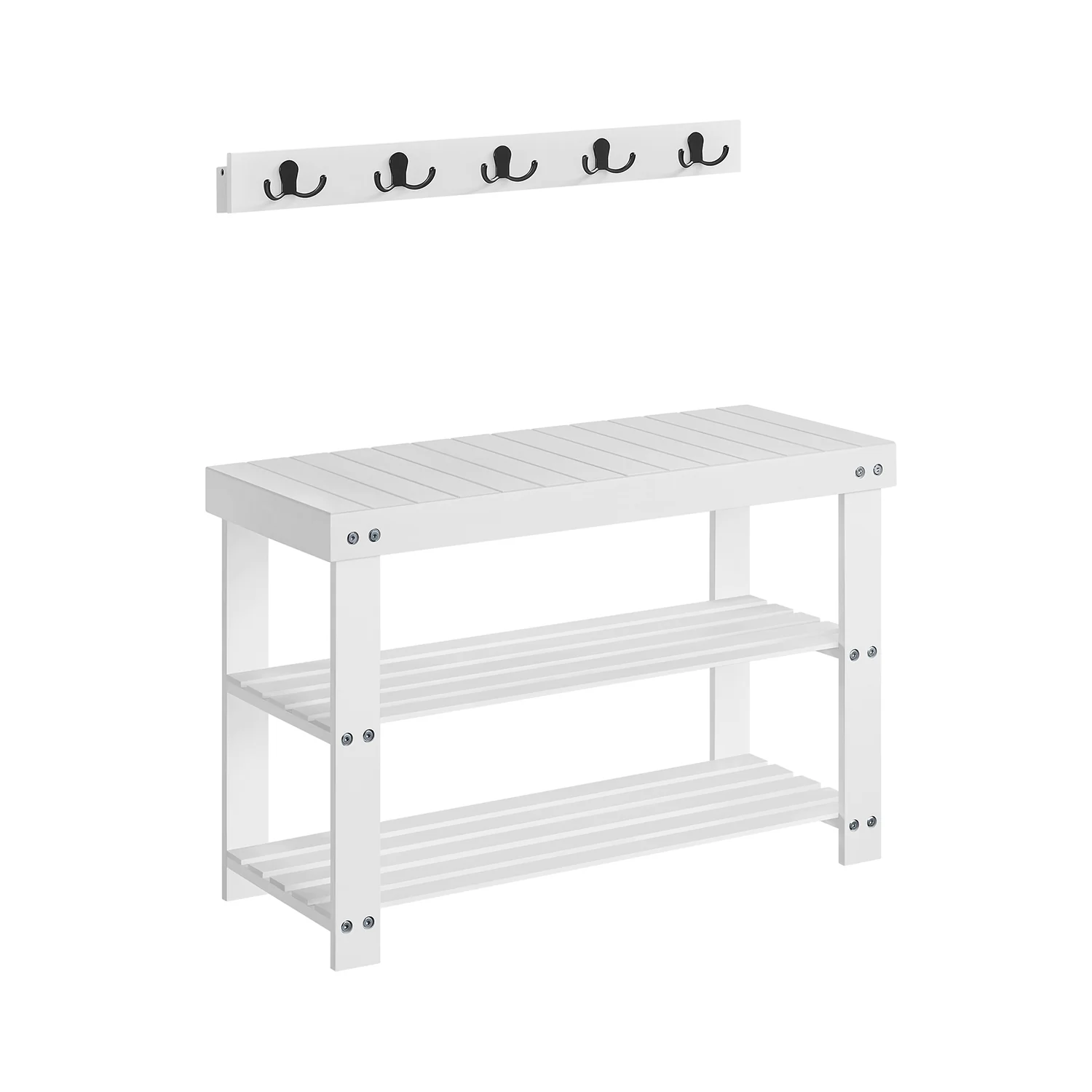 Coat Rack and 3-Tier Bamboo Shoe Bench Set - Image 3