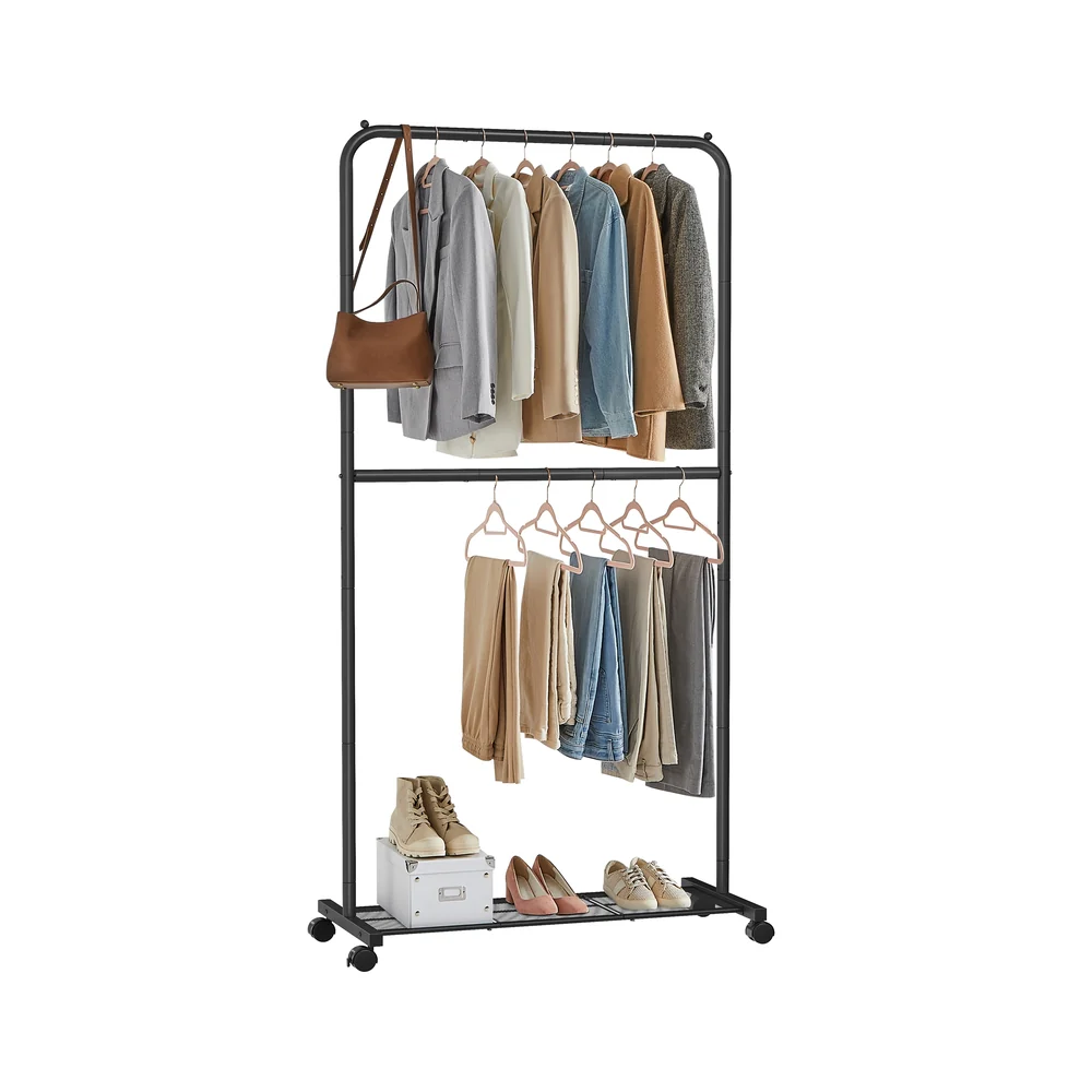 Double-Rod Clothes Rack on Wheels Max. Load 20 kg