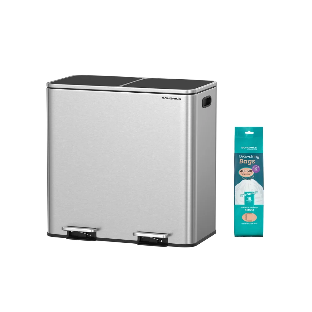 Dual Compartment Pedal Bin 2 x 40L with Inner Buckets - Image 2