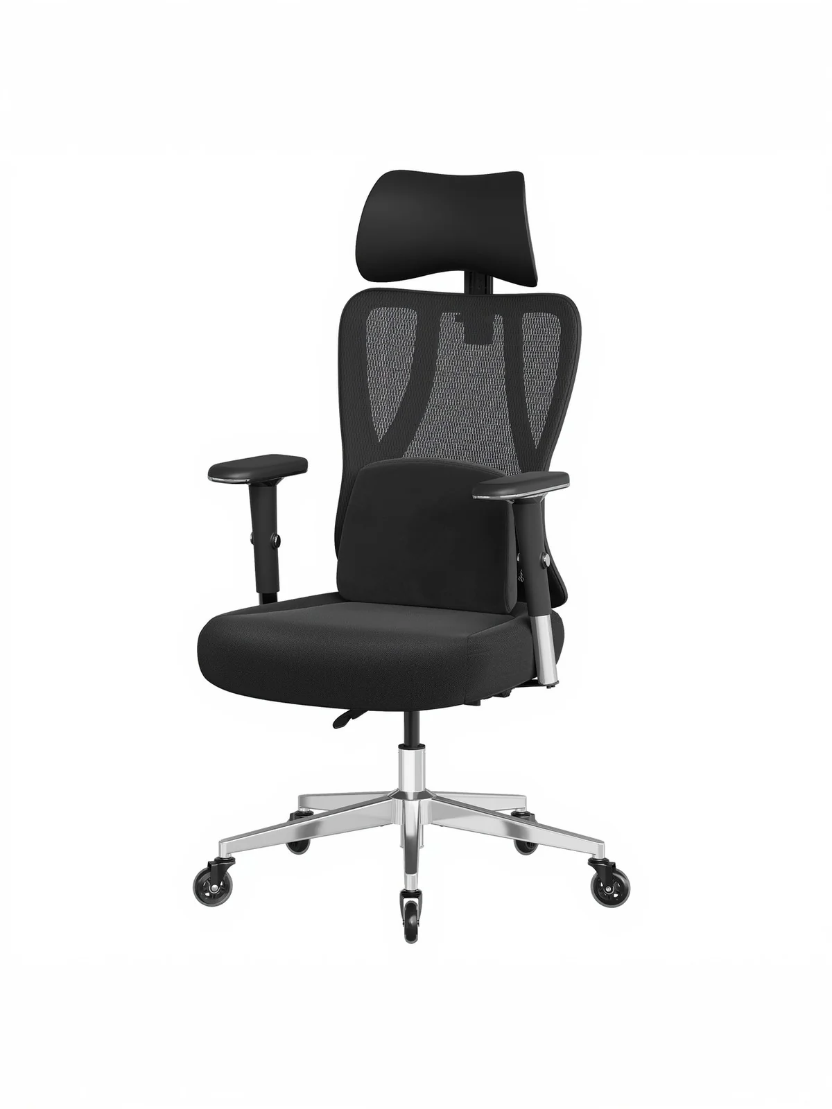 Ergonomic office chair with adjustable lumbar and headrest
