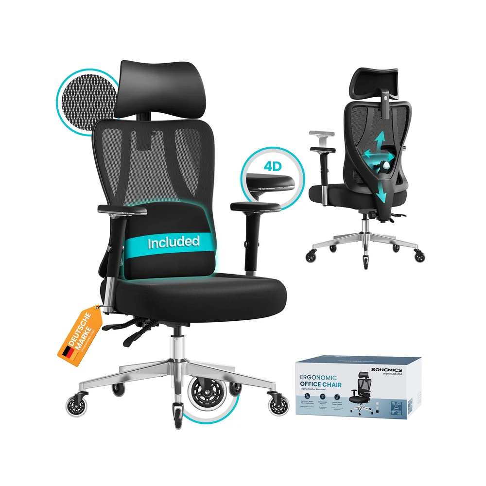 Ergonomic office chair with adjustable lumbar and headrest - Image 4
