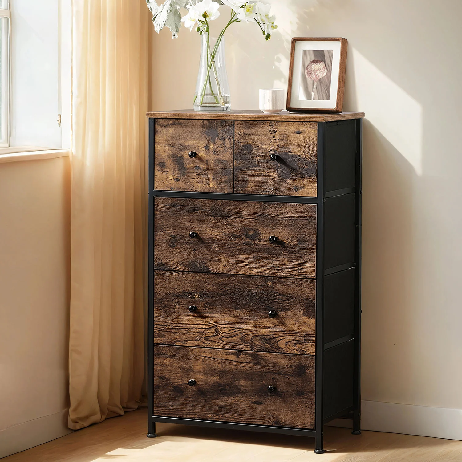 Fabric 5-Drawer Storage Organiser Unit