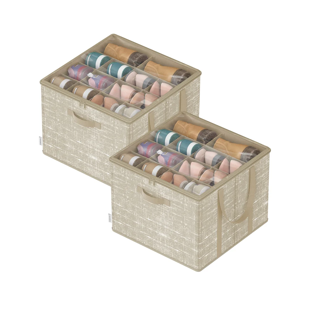 Fabric Shoe Organiser Bin with Handles - Image 3
