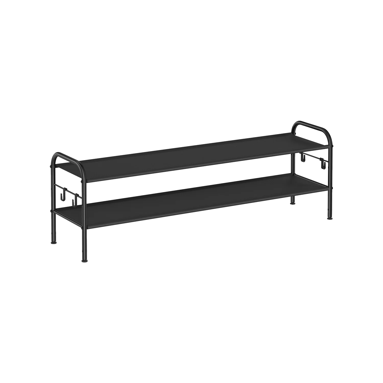Fabric Shoe Rack with 4 Hooks Ink Black