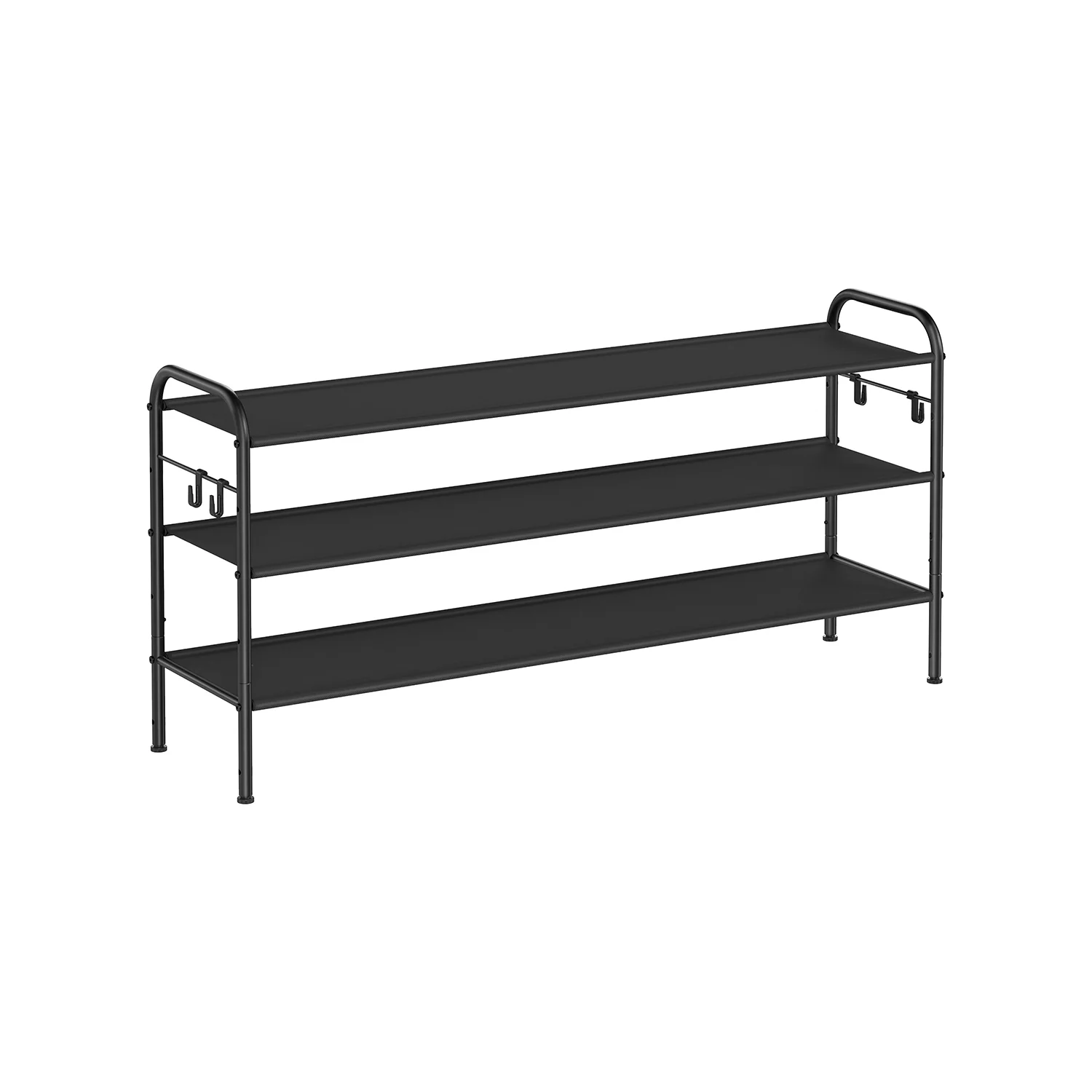 Fabric Shoe Rack with 4 Hooks Ink Black - Image 2