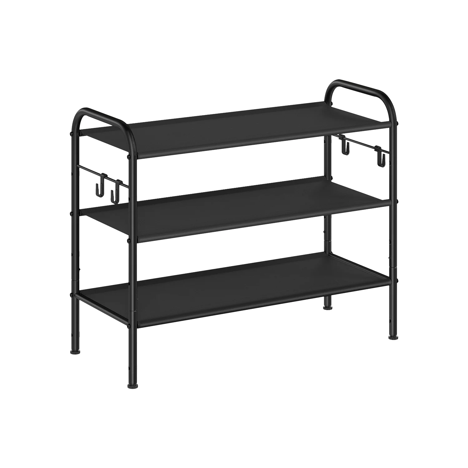 Fabric Shoe Rack with 4 Hooks Ink Black - Image 3