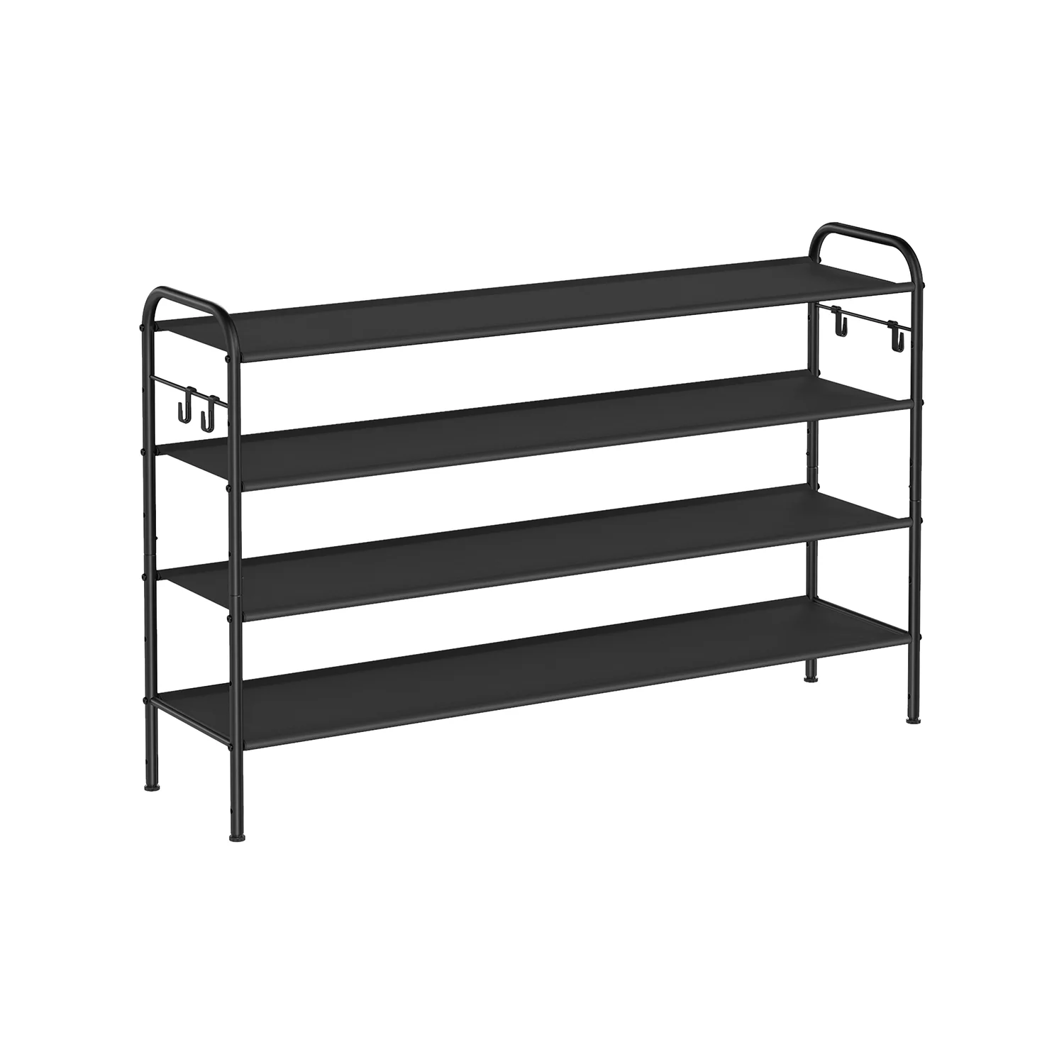 Fabric Shoe Rack with 4 Hooks Ink Black - Image 4