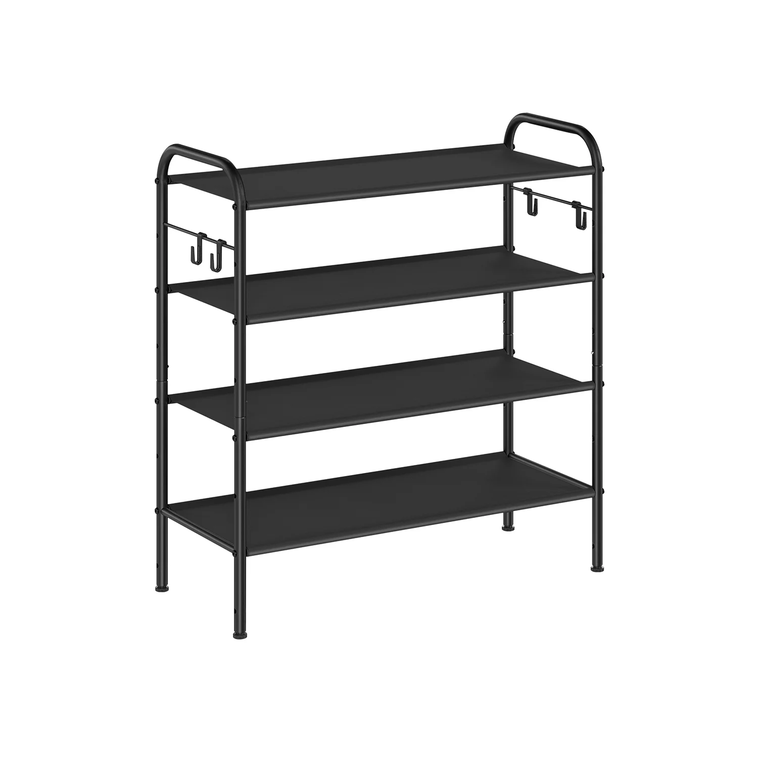 Fabric Shoe Rack with 4 Hooks Ink Black - Image 5