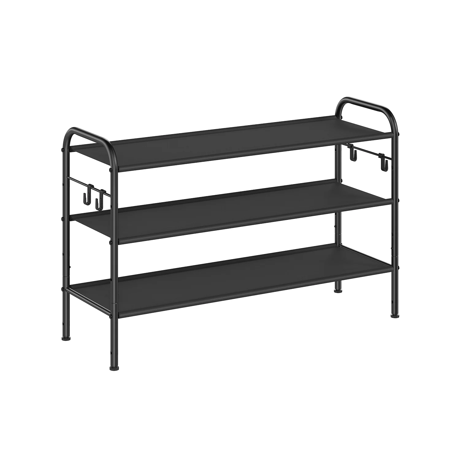 Fabric Shoe Rack with 4 Hooks Ink Black - Image 6