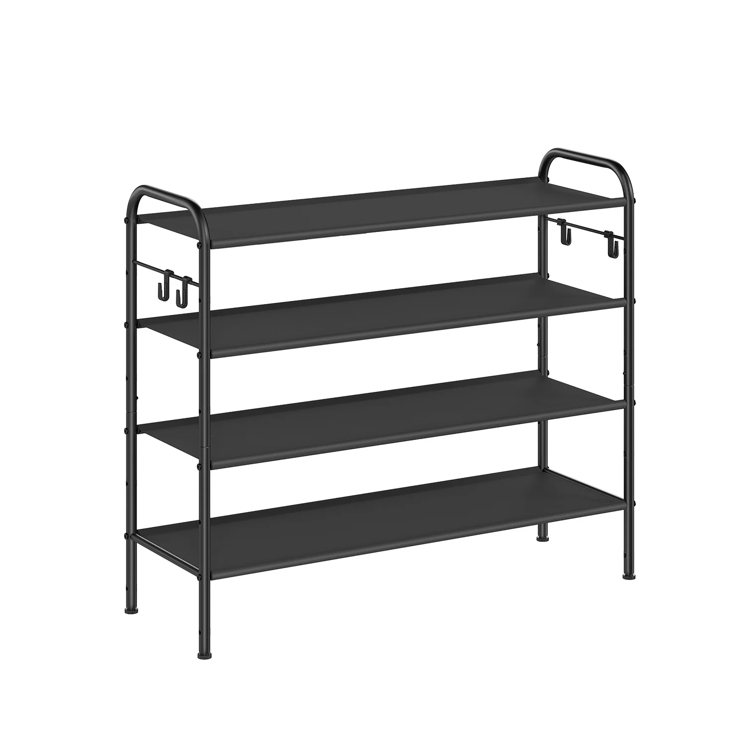 Fabric Shoe Rack with 4 Hooks Ink Black - Image 7