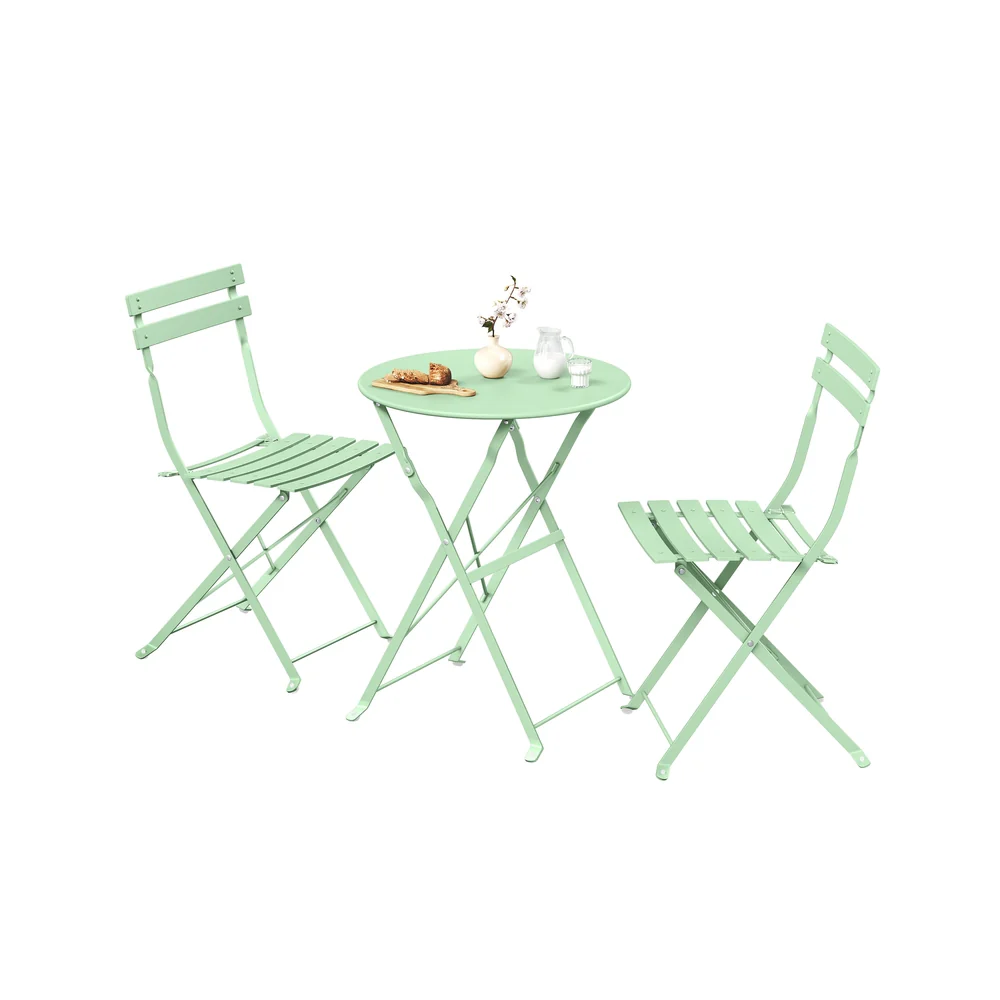 Folding Outdoor Bistro Set with Table and 2 Chairs for Balcony and Garden - Image 2
