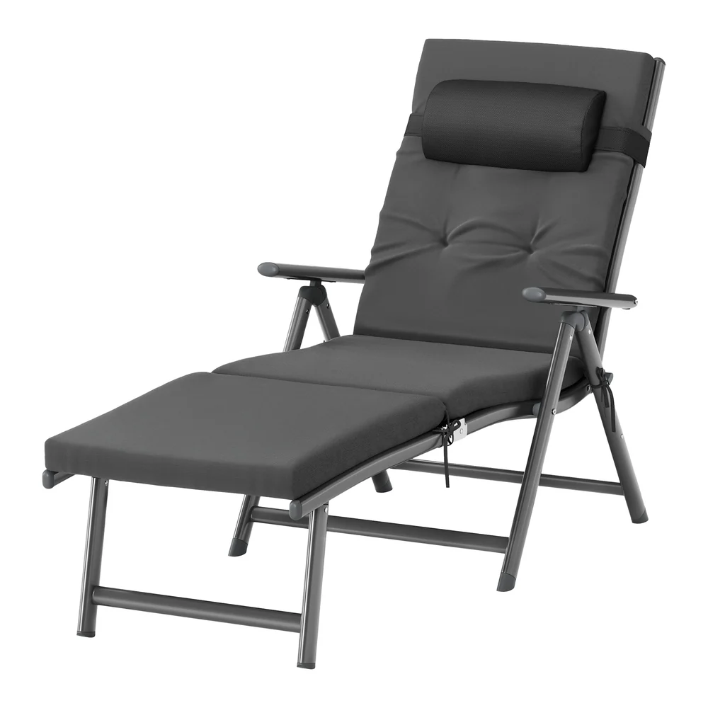 Folding Sun Lounger with 6 cm Thick Mattress - Image 2