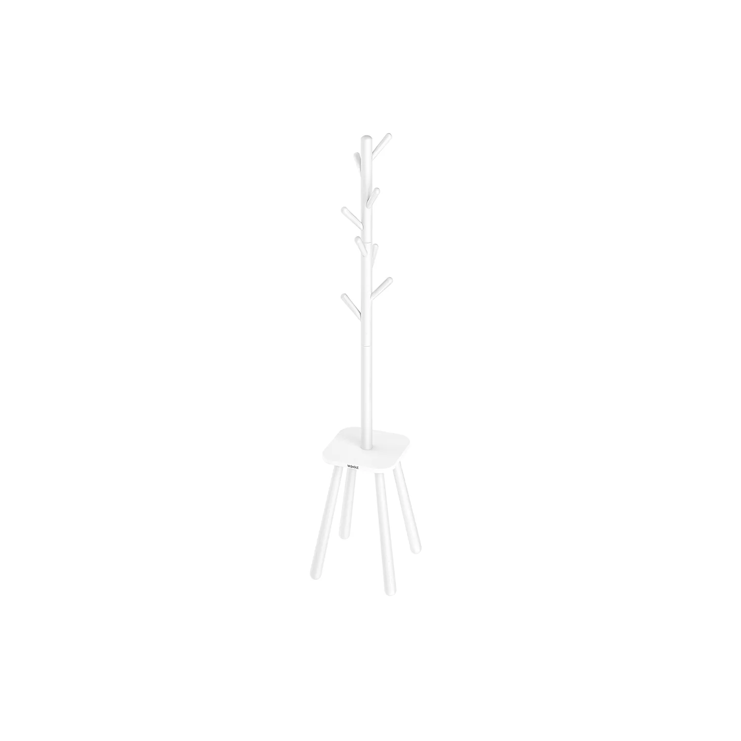 Free Standing Hall Tree with 8 Hooks and Storage Shelf