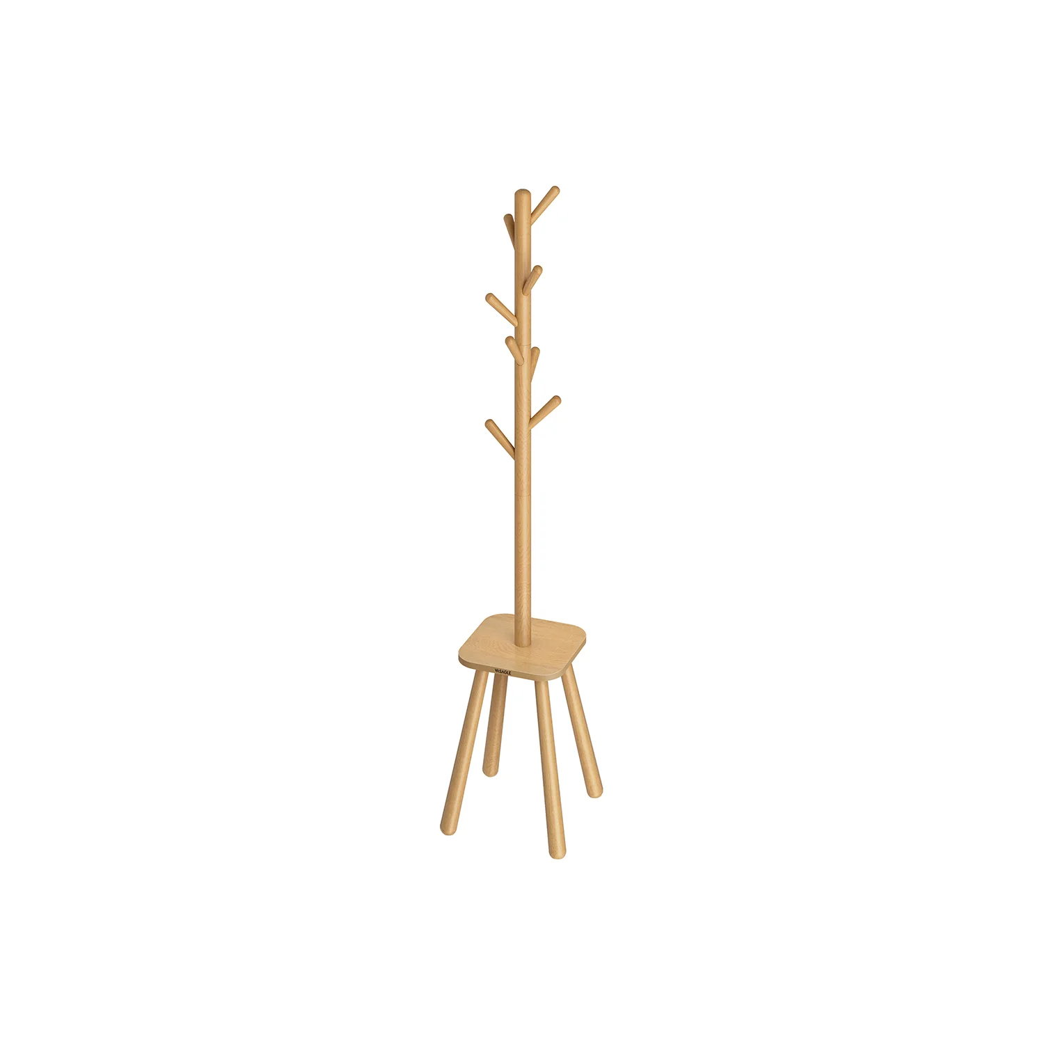 Free Standing Hall Tree with 8 Hooks and Storage Shelf - Image 2
