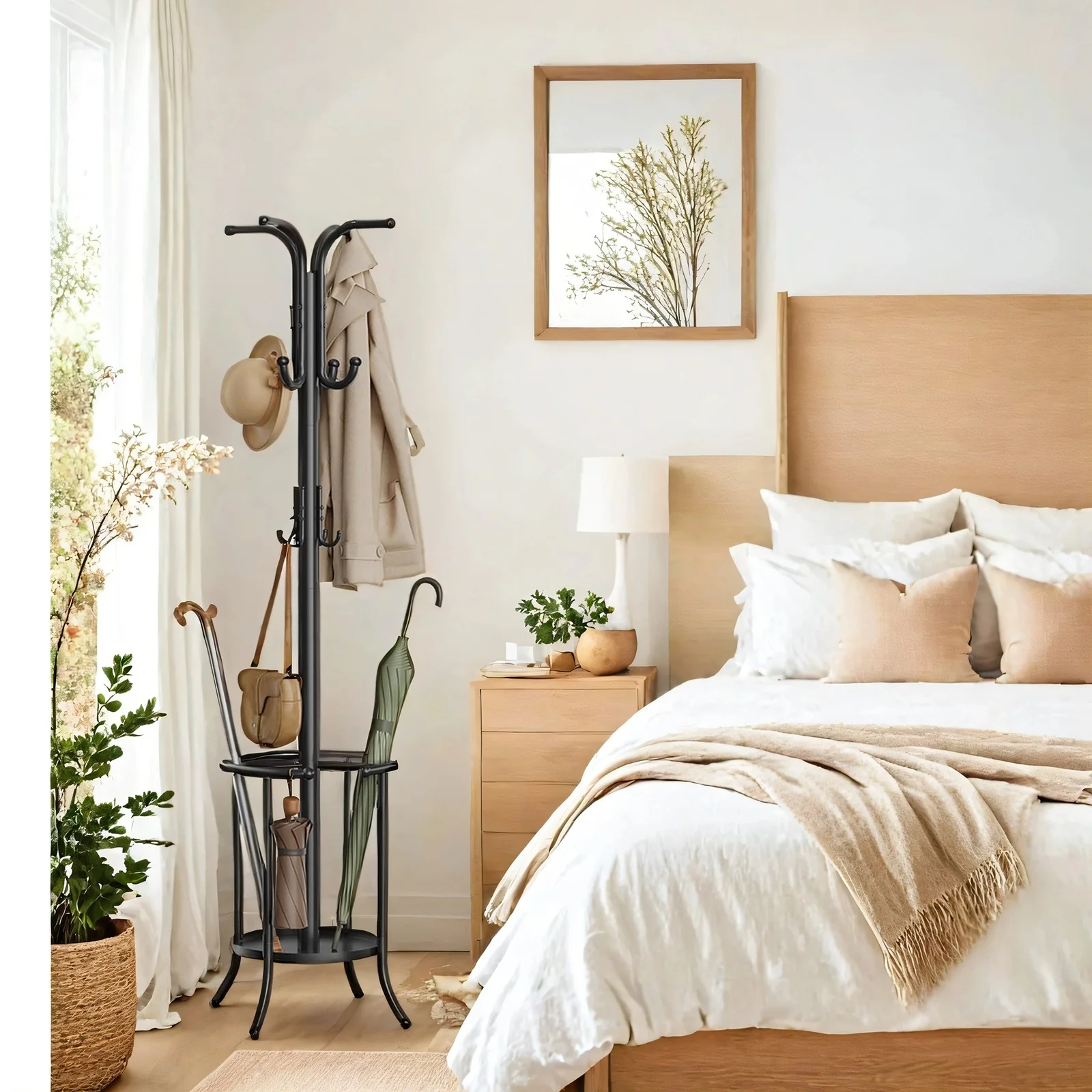 Freestanding Coat Rack with Umbrella Holder